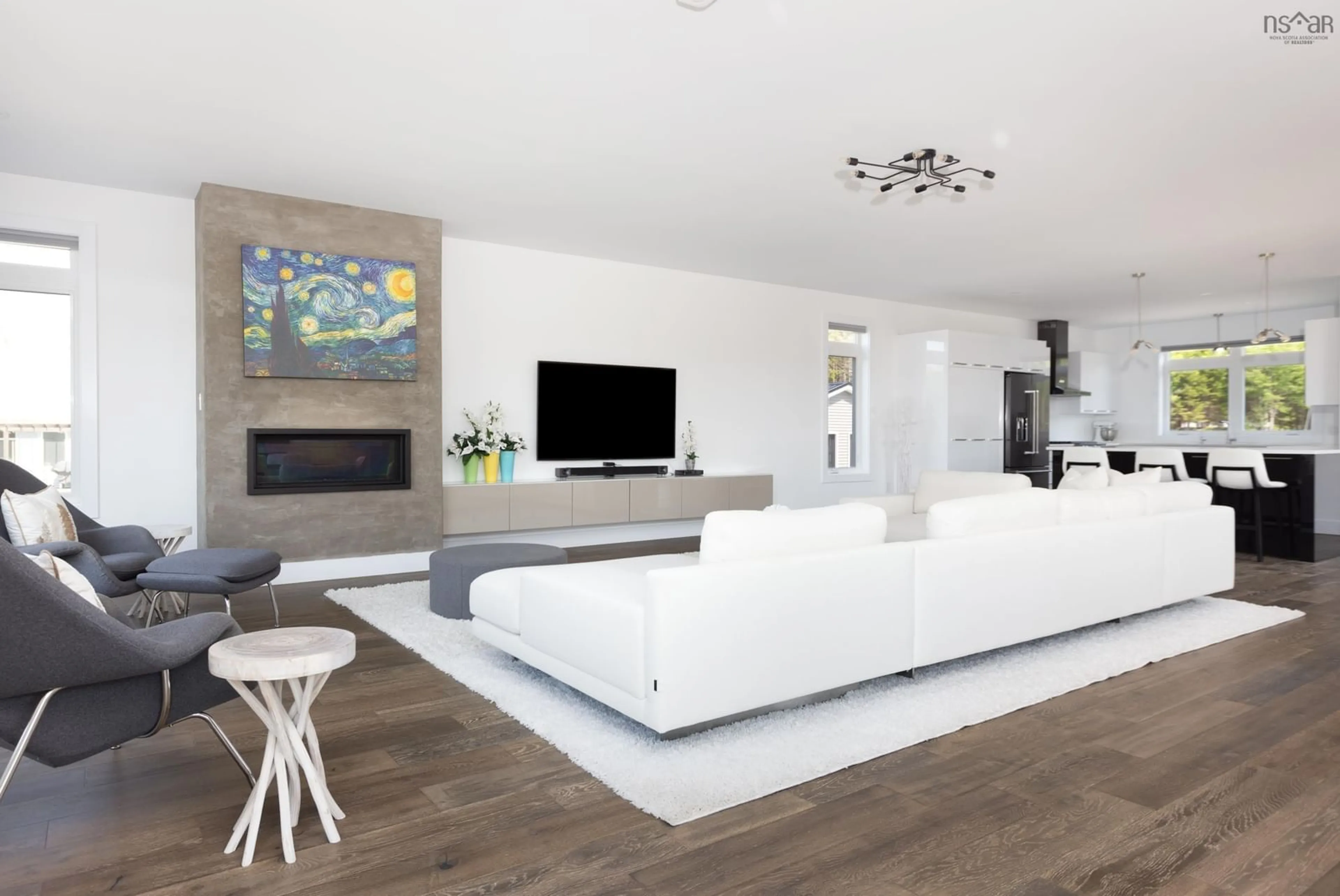 Living room with furniture, wood/laminate floor for 326 Notting Hill Rd, Mineville Nova Scotia B2Z 0B7