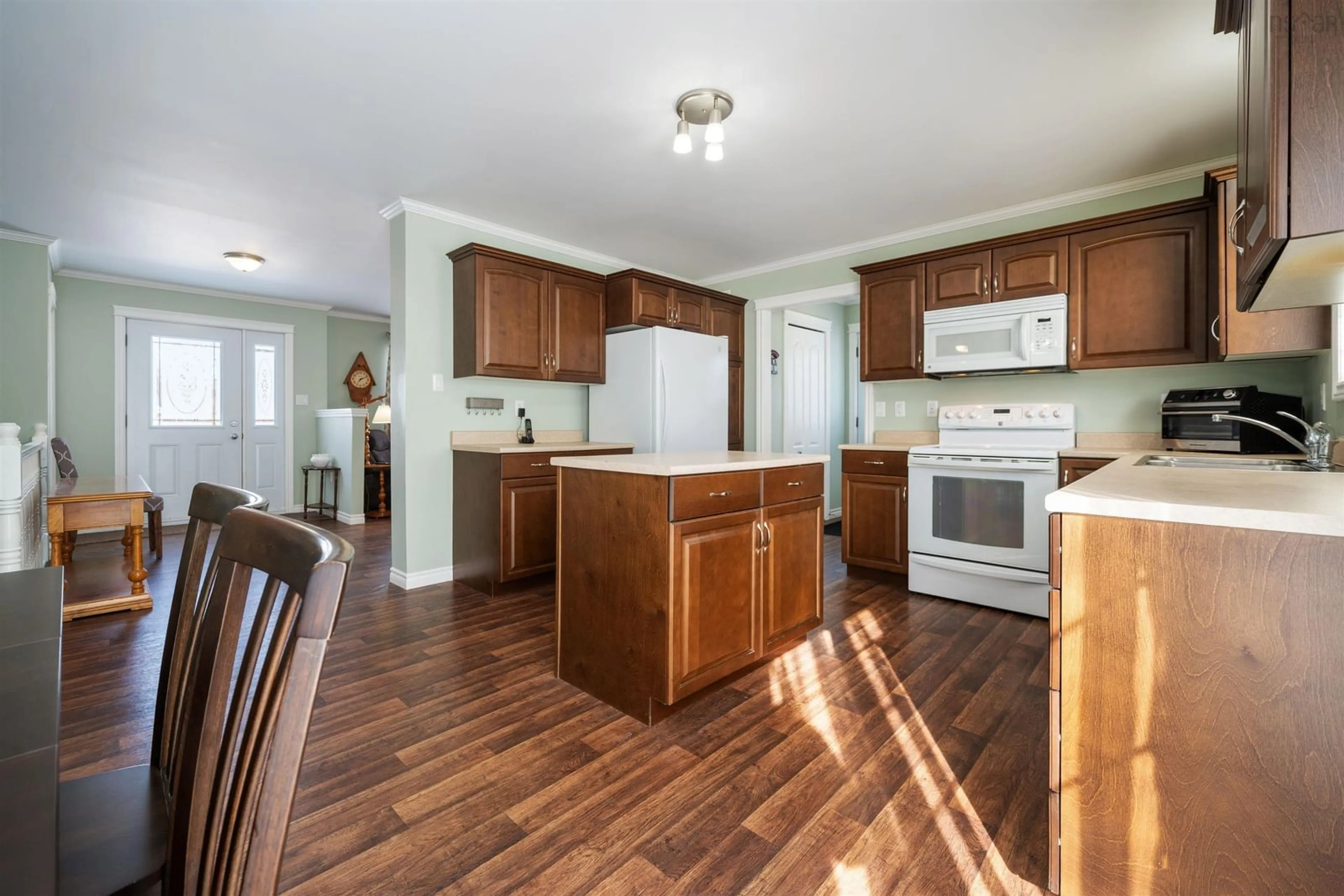 Open concept kitchen, wood/laminate floor for 18 Parkview Dr, New Glasgow Nova Scotia B2H 0E6