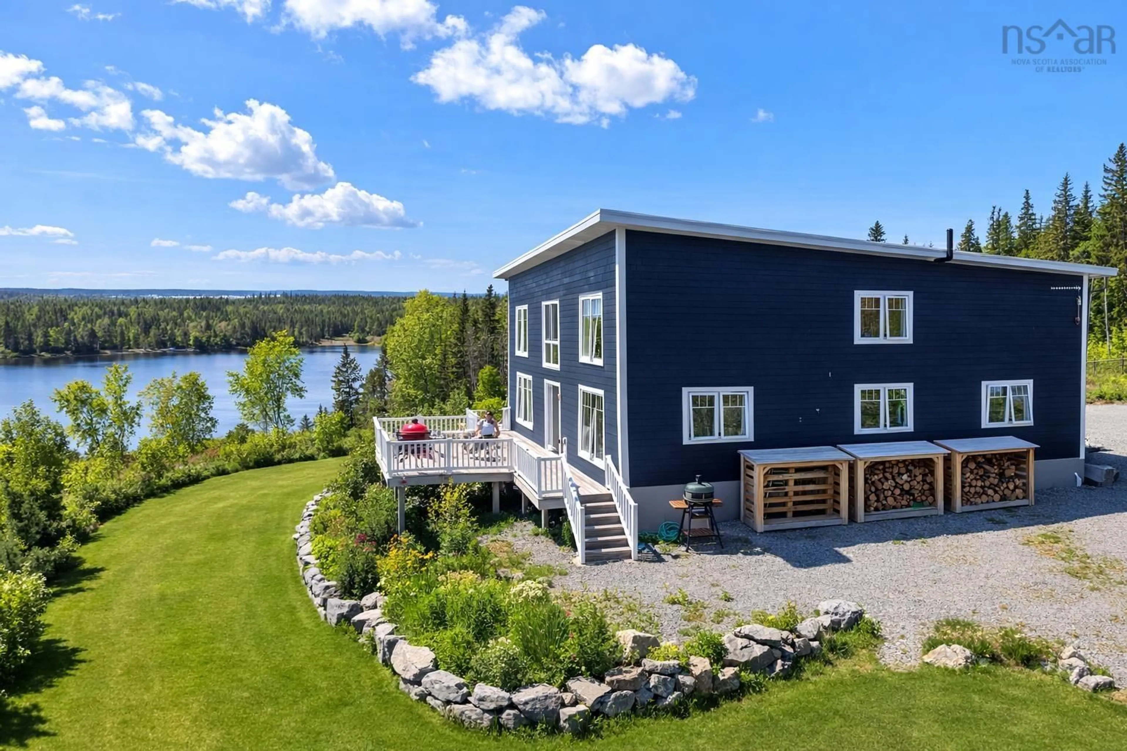 A pic from outside/outdoor area/front of a property/back of a property/a pic from drone, water/lake/river/ocean view for 122 Peter Sosna Dr, Macnabs Cove Nova Scotia B0E 3B0