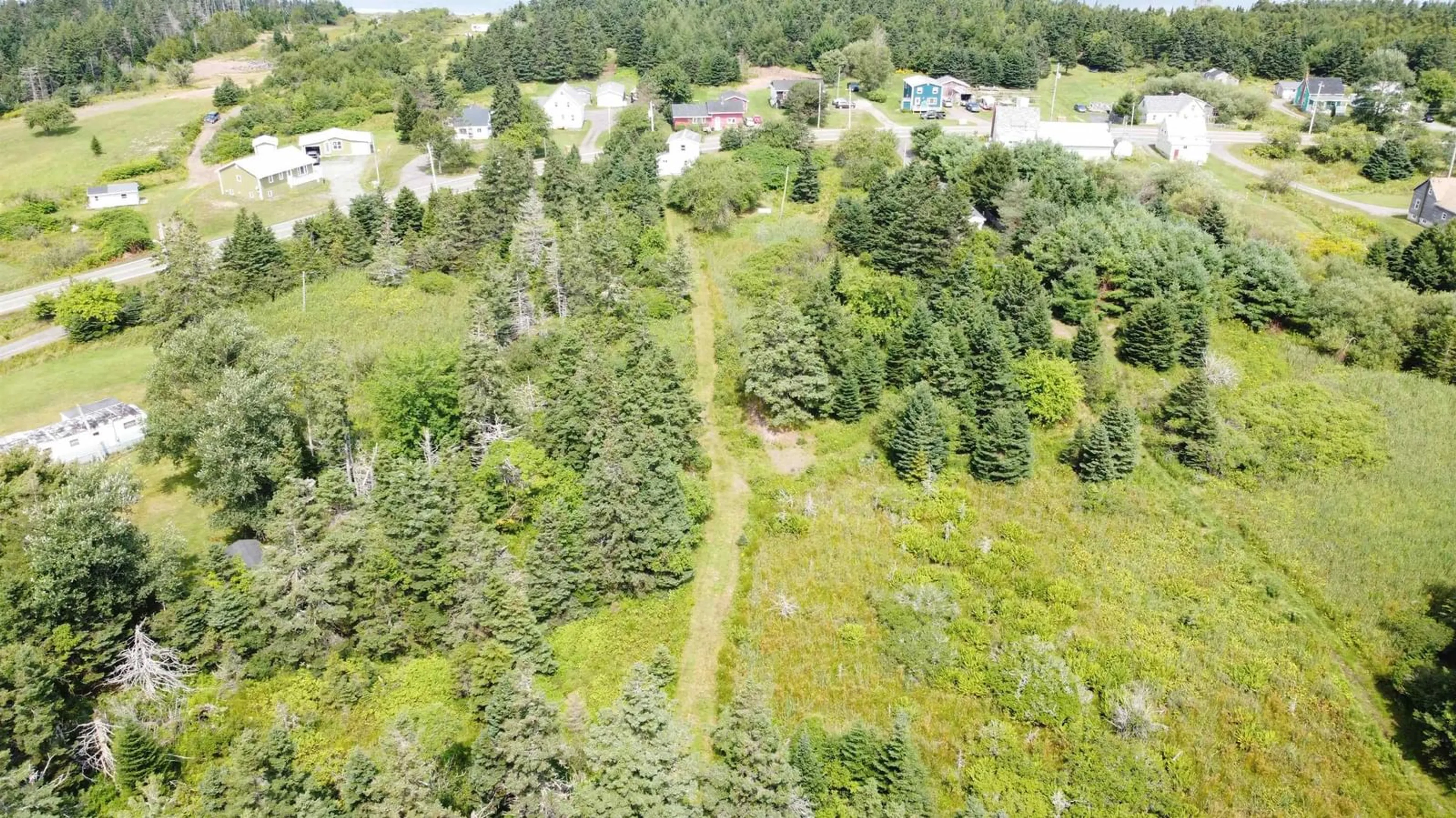 A pic from outside/outdoor area/front of a property/back of a property/a pic from drone, forest/trees view for 3138 Highway 320, D'Escousse Nova Scotia B0E 1K0