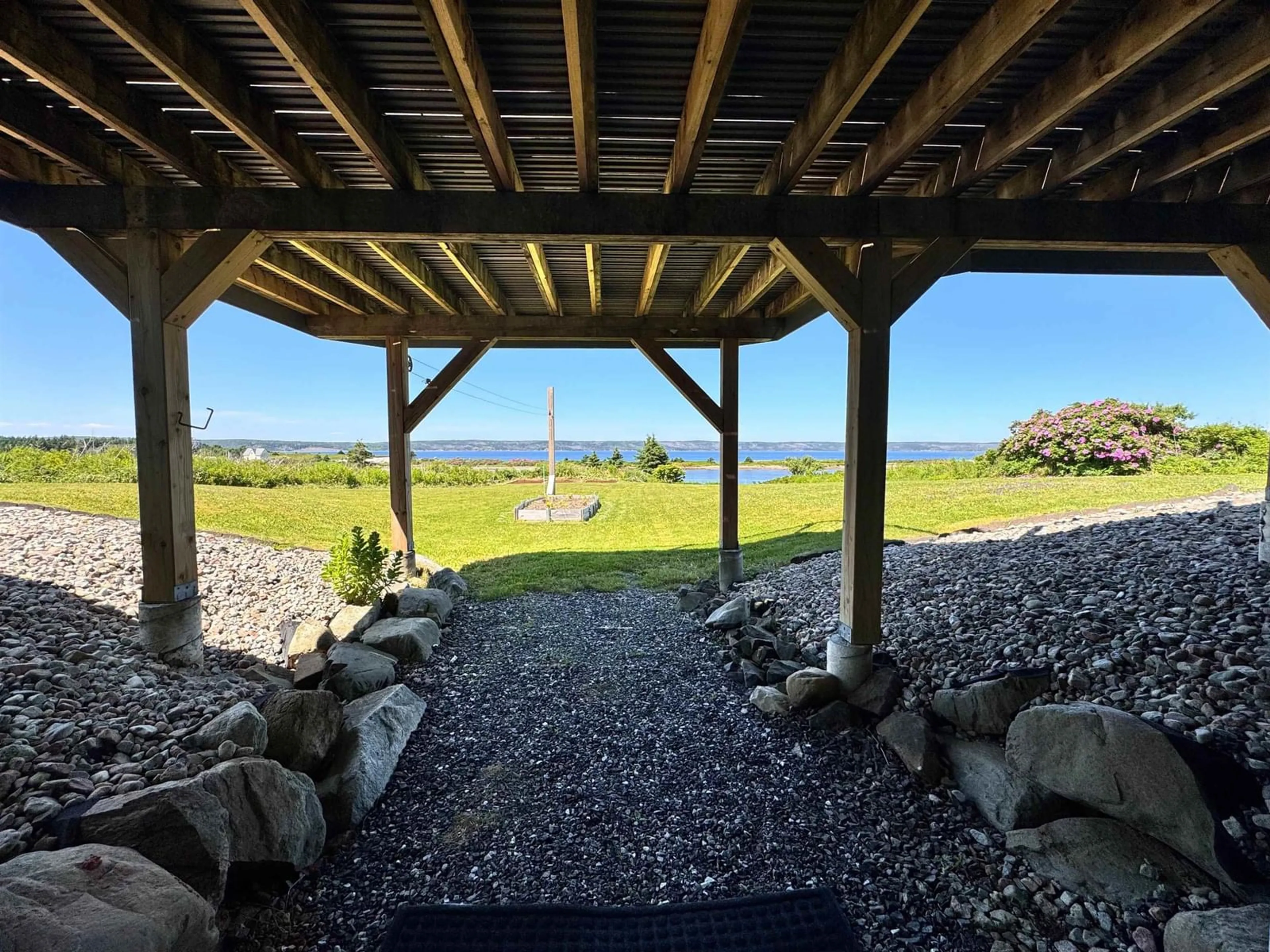 Patio, water/lake/river/ocean view for 48 Seaview Dr, Gabarus Nova Scotia B1K 3T4