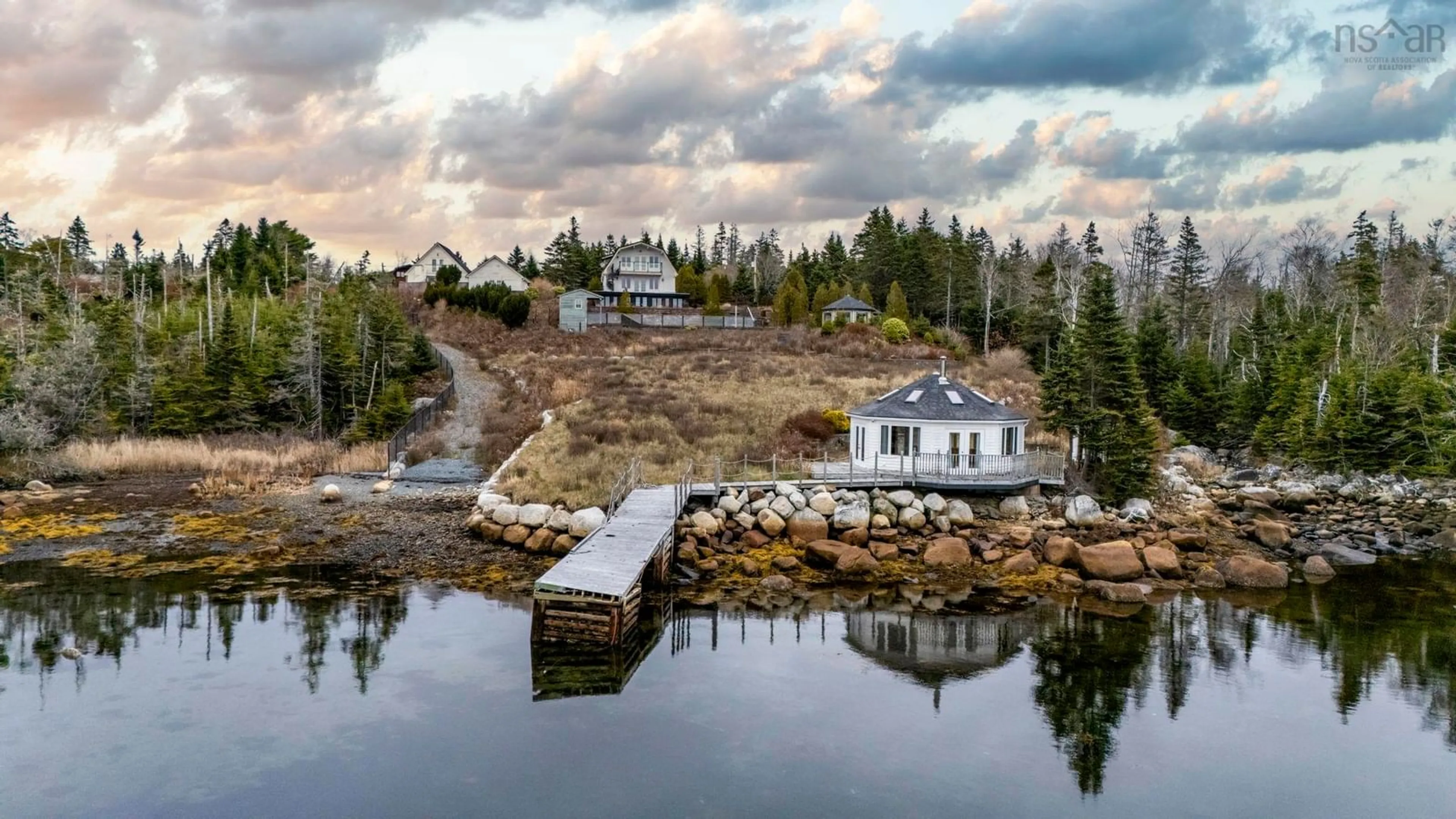 A pic from outside/outdoor area/front of a property/back of a property/a pic from drone, water/lake/river/ocean view for 50 Josey Rd, Spry Bay Nova Scotia B0J 3H0