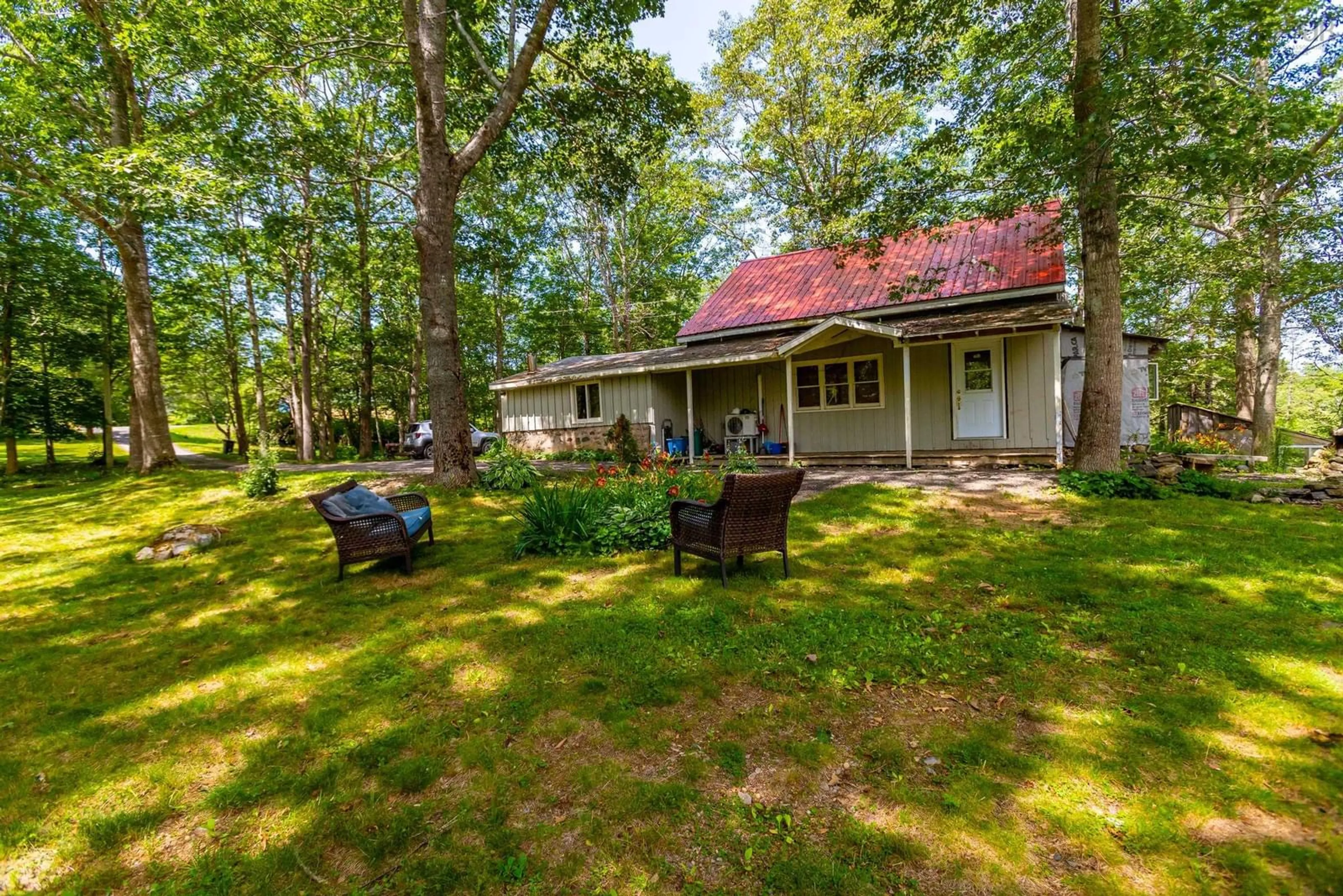 Patio, forest/trees view for 3862 Clementsvale Rd, Clementsvale Nova Scotia B0S 1G0