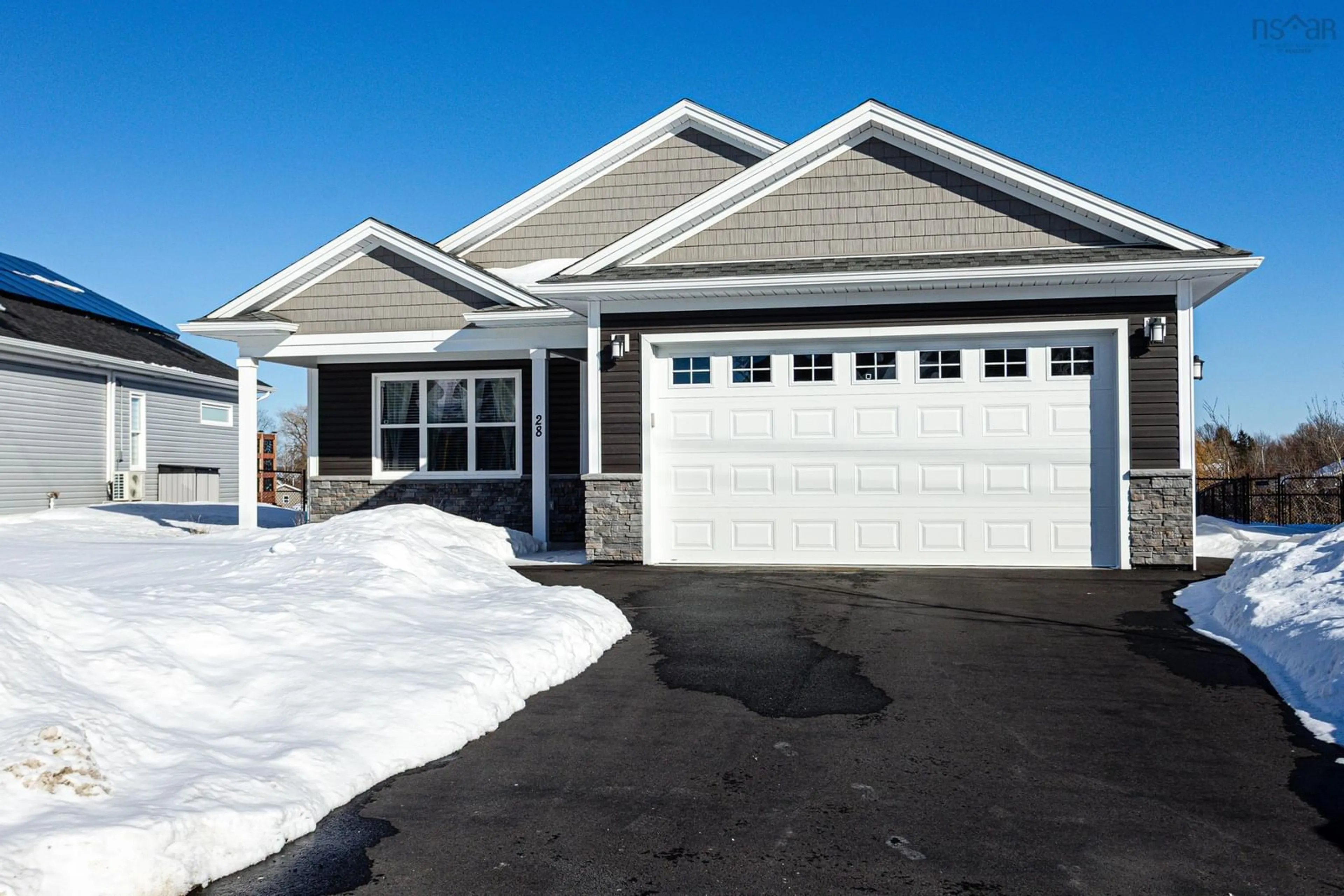 Home with vinyl exterior material, street for 28 Thistle St, Falmouth Nova Scotia B0P 1L0