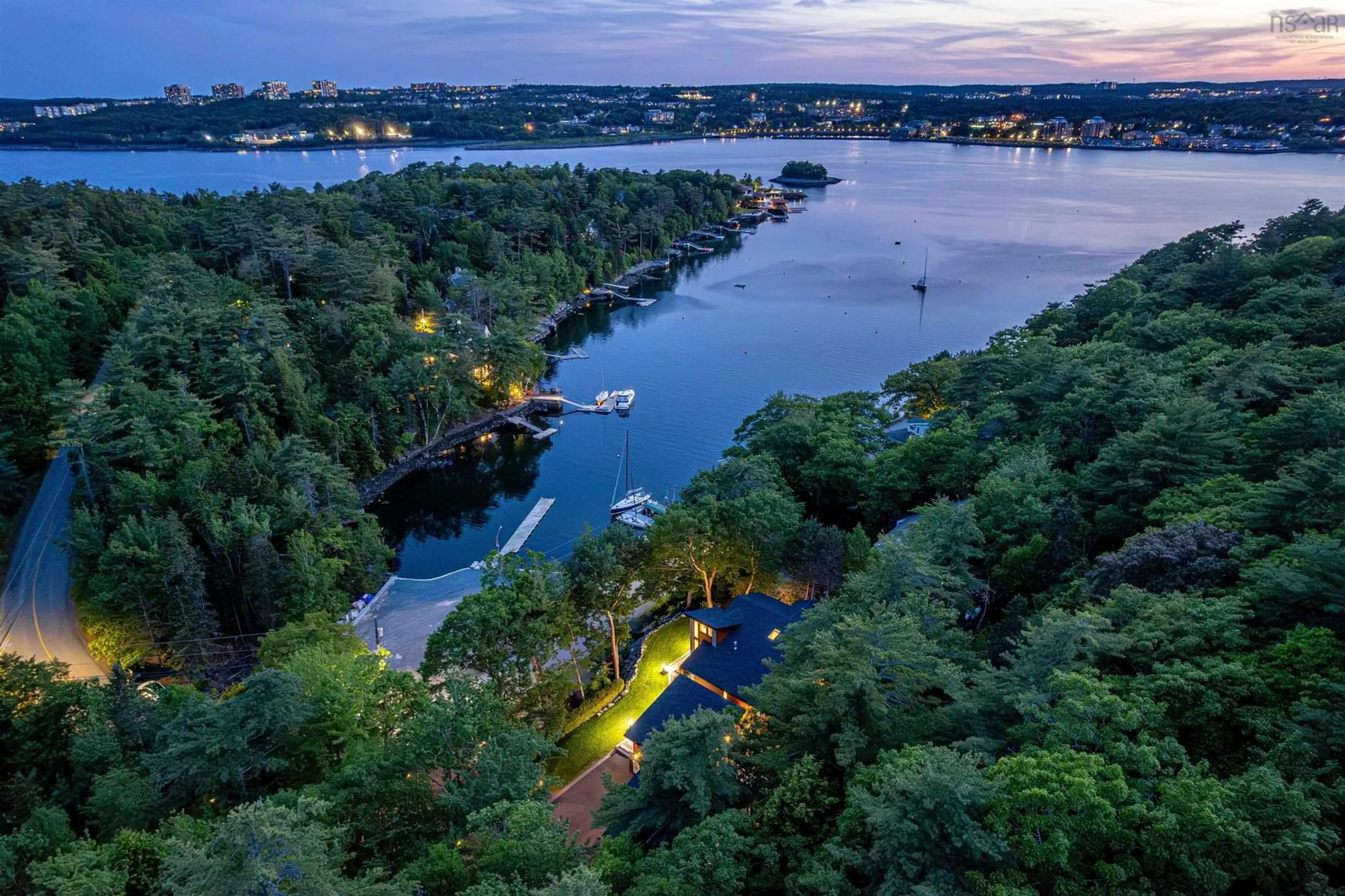 A pic from outside/outdoor area/front of a property/back of a property/a pic from drone, water/lake/river/ocean view for 1160 Shore Dr, Bedford Nova Scotia B4A 2E5