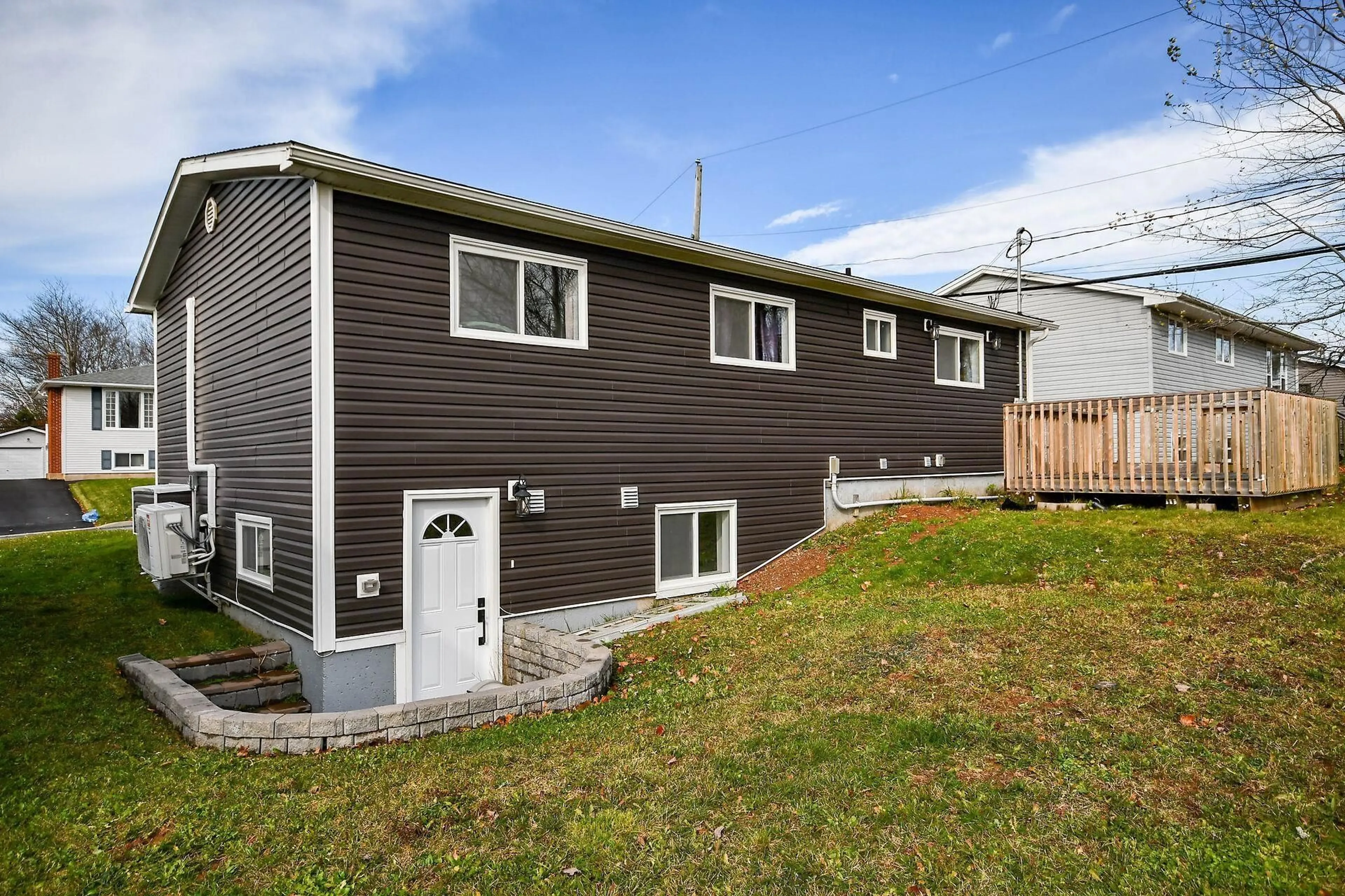 Home with vinyl exterior material, street for 5 Sampson Dr, Lower Sackville Nova Scotia B4C 2T7