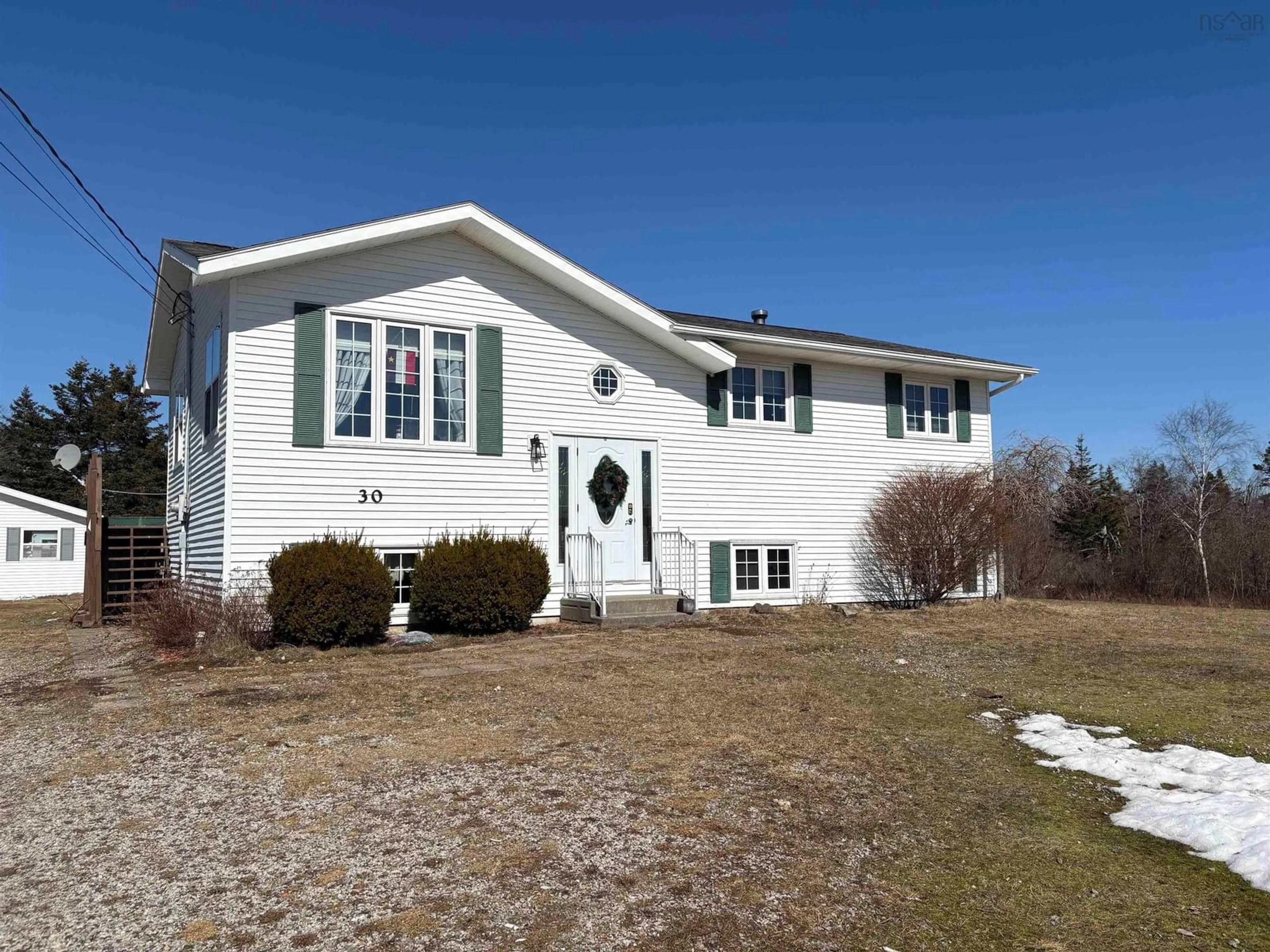 Home with vinyl exterior material, street for 30 Janes Lane, Upper Wedgeport Nova Scotia B0W 3M0