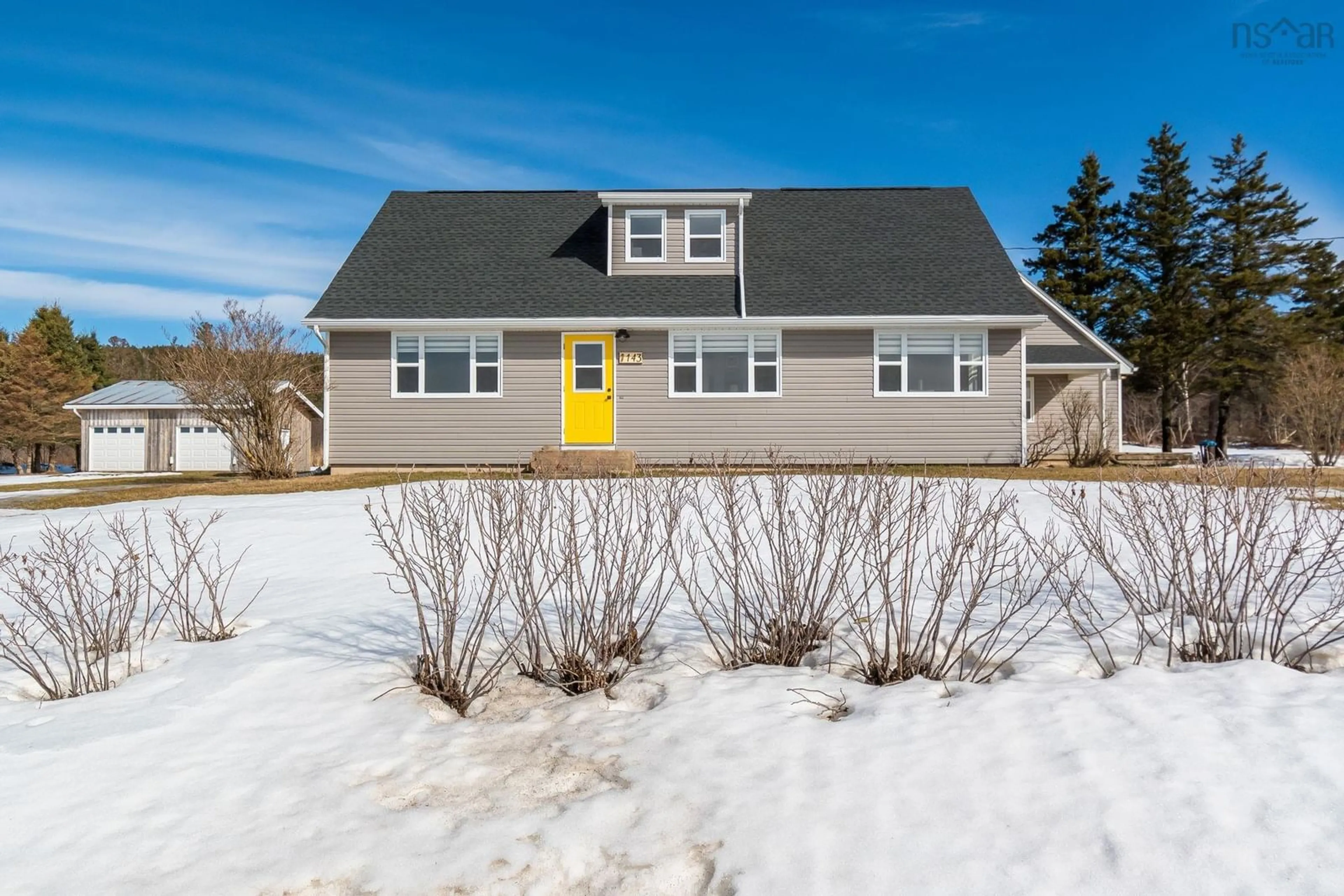 Home with vinyl exterior material, street for 143 Oxley Steele Rd, Scots Bay Nova Scotia B0P 1H0