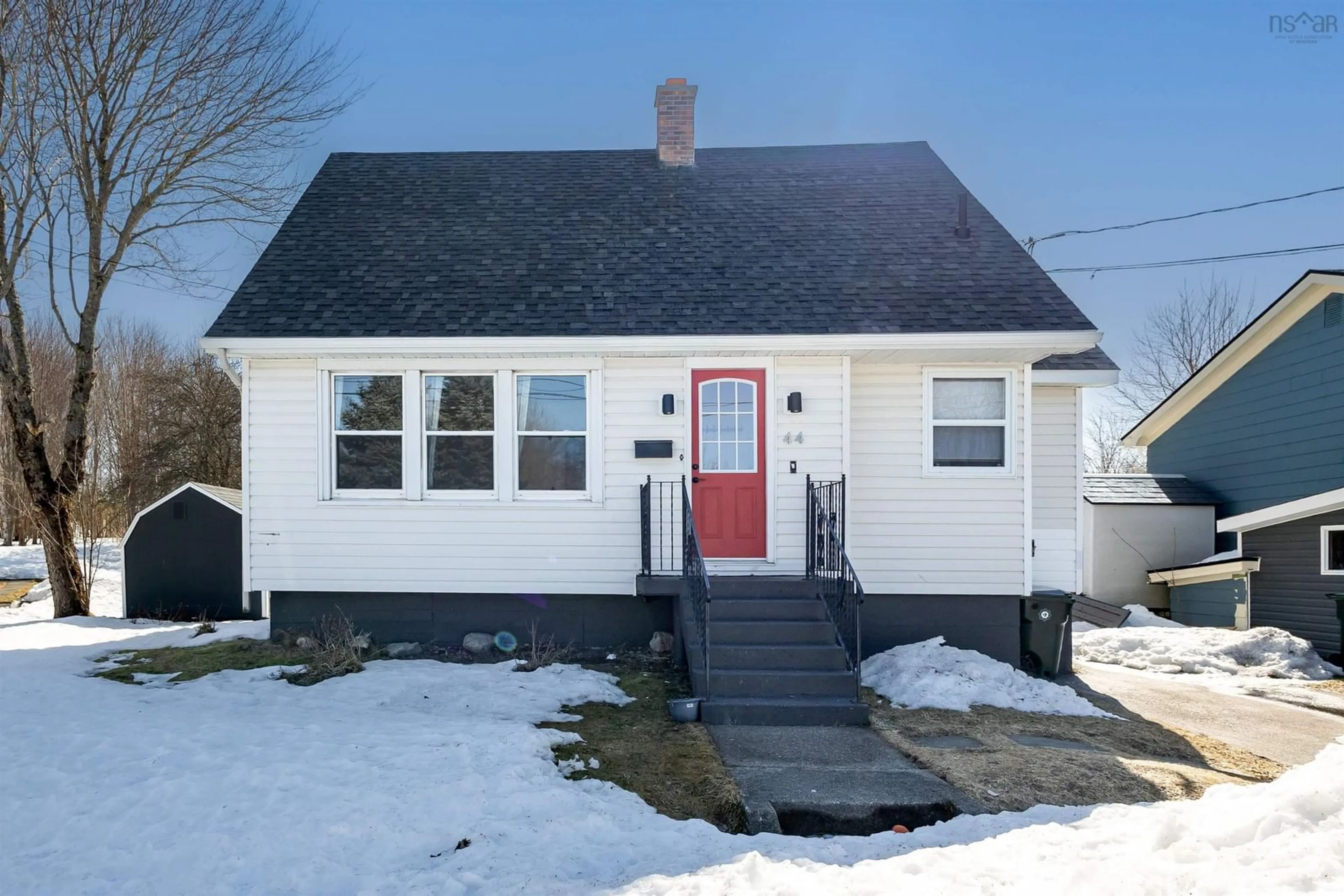 Home with vinyl exterior material, street for 44 Archibald Ave, Sydney Nova Scotia B1P 3L7