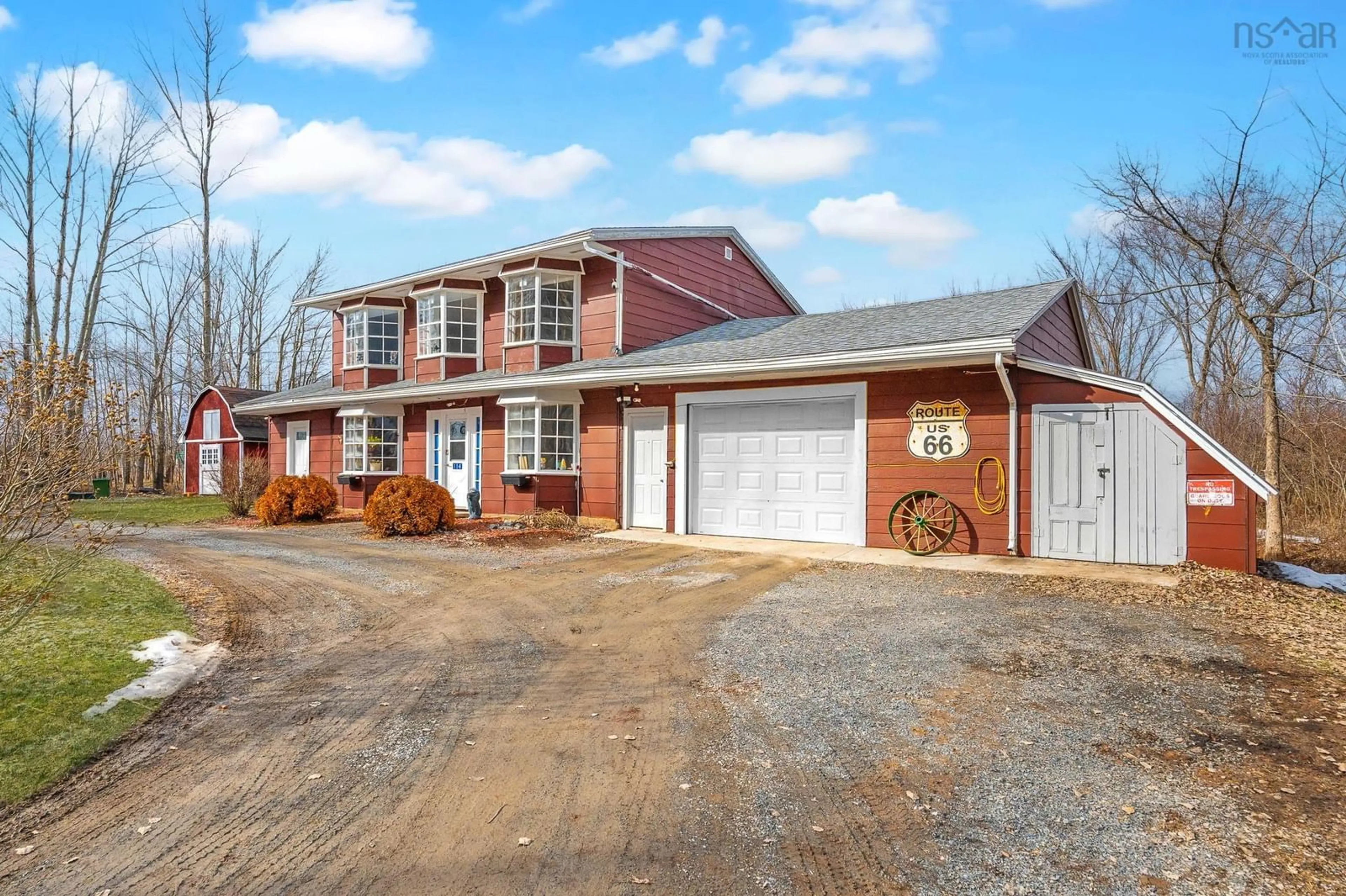 Home with brick exterior material, street for 114 Bog Rd, Berwick West Nova Scotia B0P 1E0