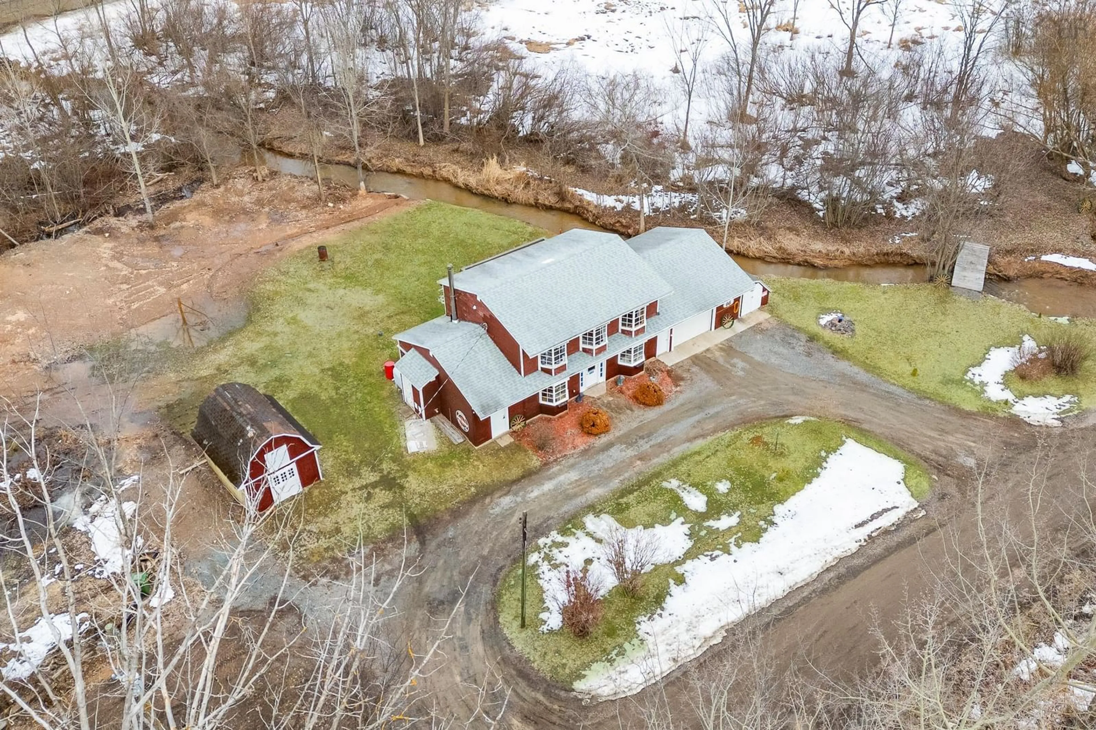 A pic from outside/outdoor area/front of a property/back of a property/a pic from drone, water/lake/river/ocean view for 114 Bog Rd, Berwick West Nova Scotia B0P 1E0