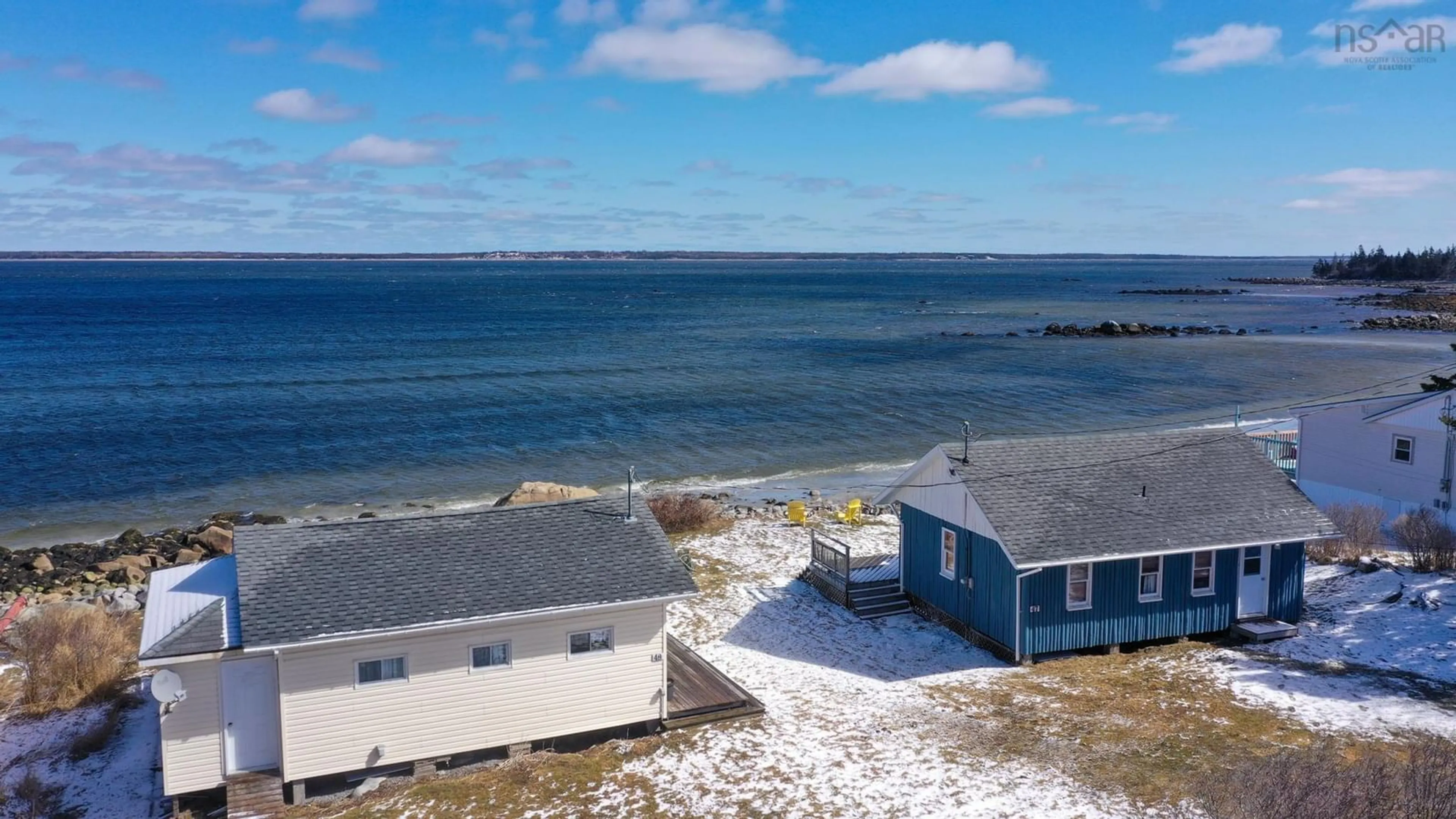 A pic from outside/outdoor area/front of a property/back of a property/a pic from drone, water/lake/river/ocean view for 47 & 48 Cabin Rd, Cape Sable Island Nova Scotia B0W 2E0