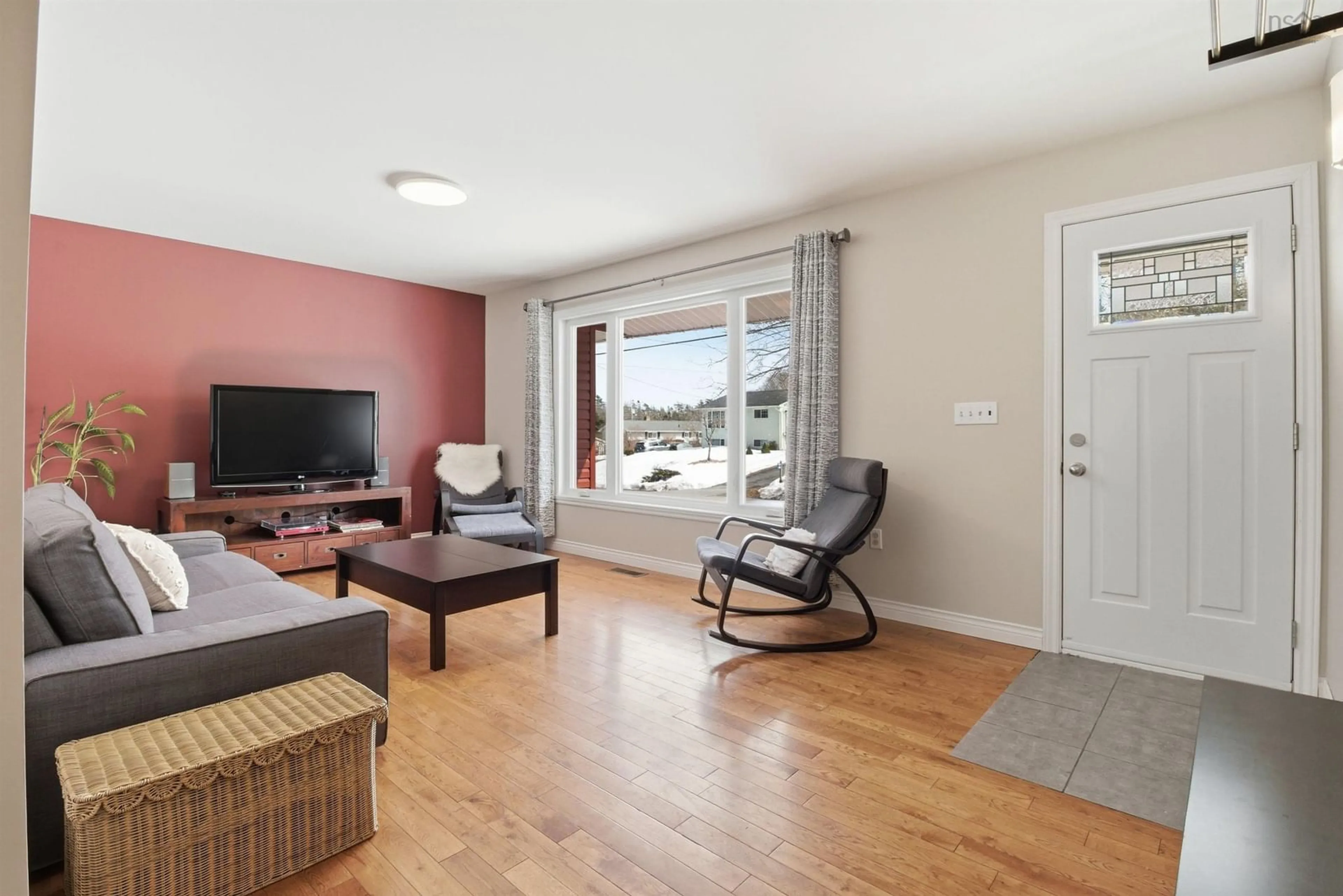 Living room with furniture, wood/laminate floor for 17 Sprucewood Ave, Timberlea Nova Scotia B3T 1C1