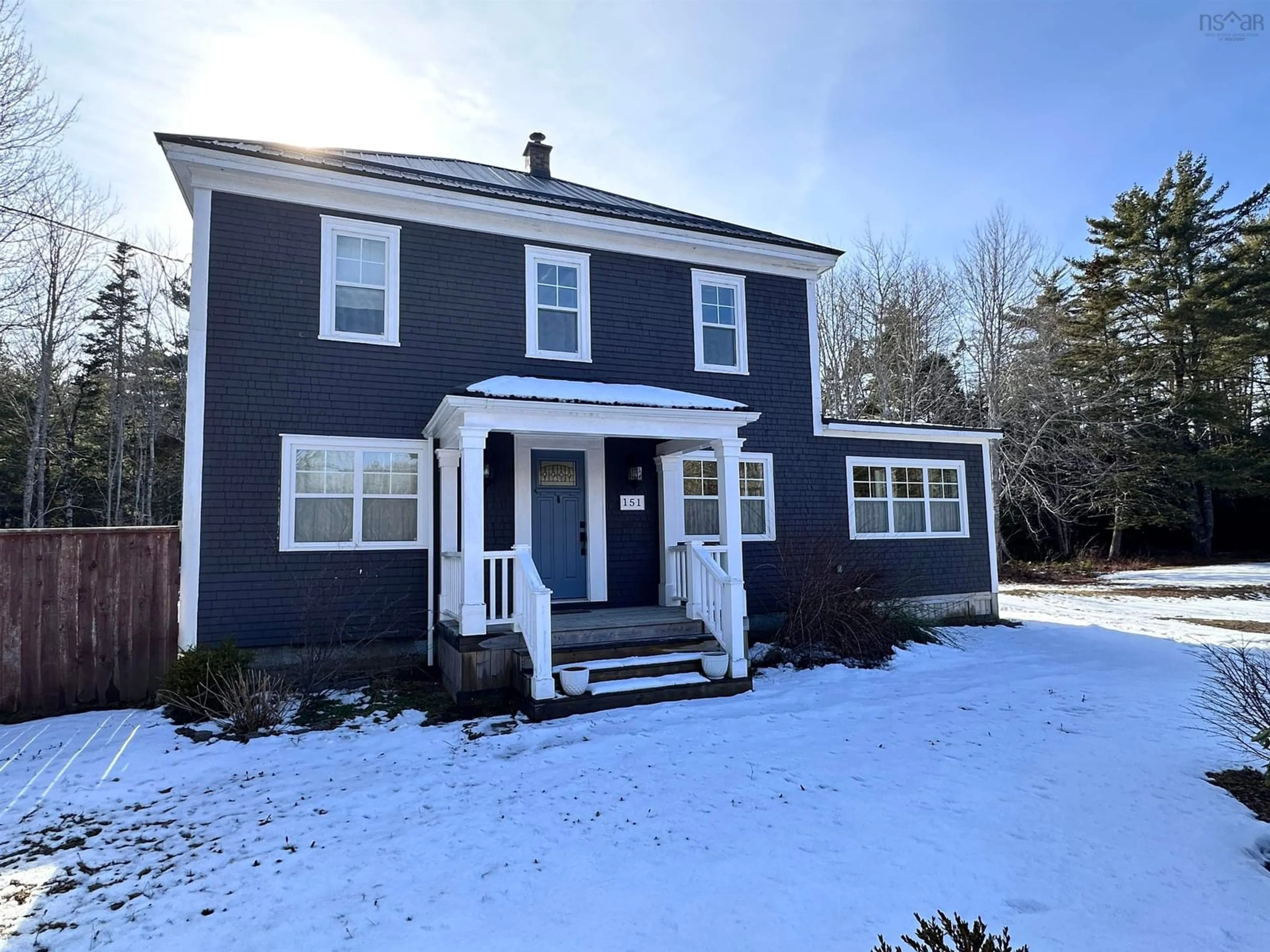 Home with vinyl exterior material, street for 151 Medway River Rd, Mill Village Nova Scotia B0J 2H0