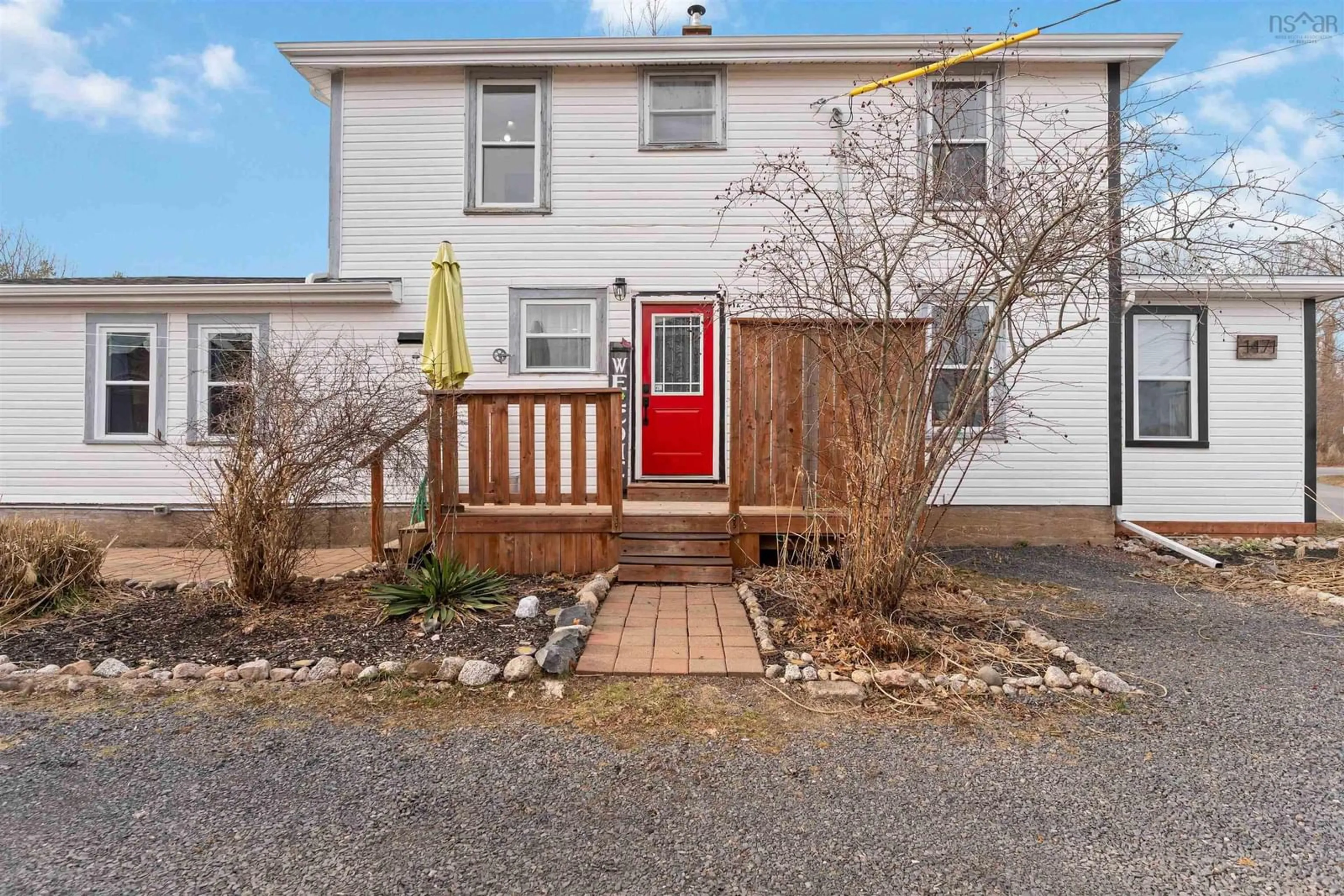 Home with vinyl exterior material, street for 1471 Magee Dr, Kingston Nova Scotia B0P 1R0