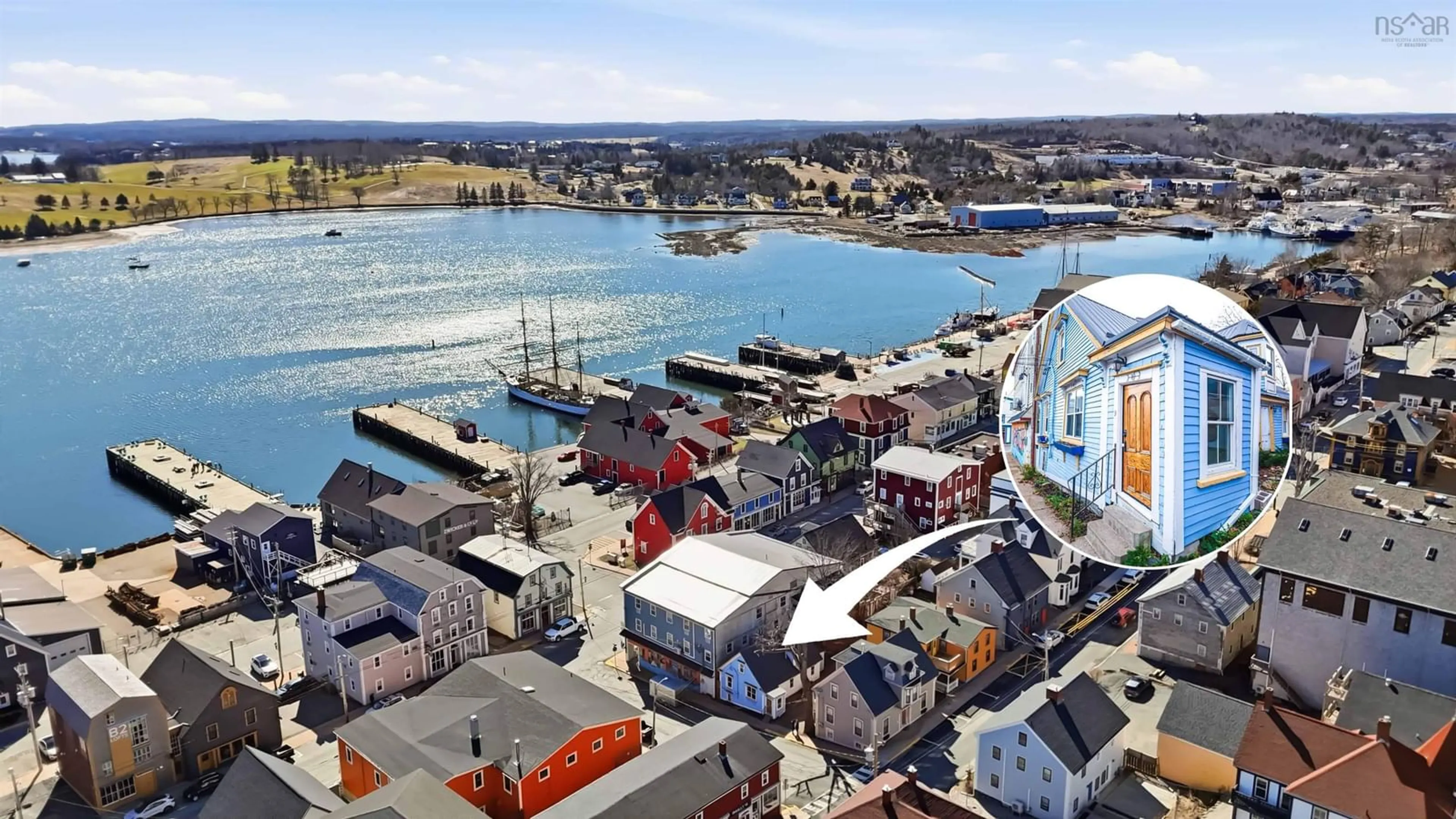A pic from outside/outdoor area/front of a property/back of a property/a pic from drone, water/lake/river/ocean view for 9 Prince St, Lunenburg Nova Scotia B0J 2C0