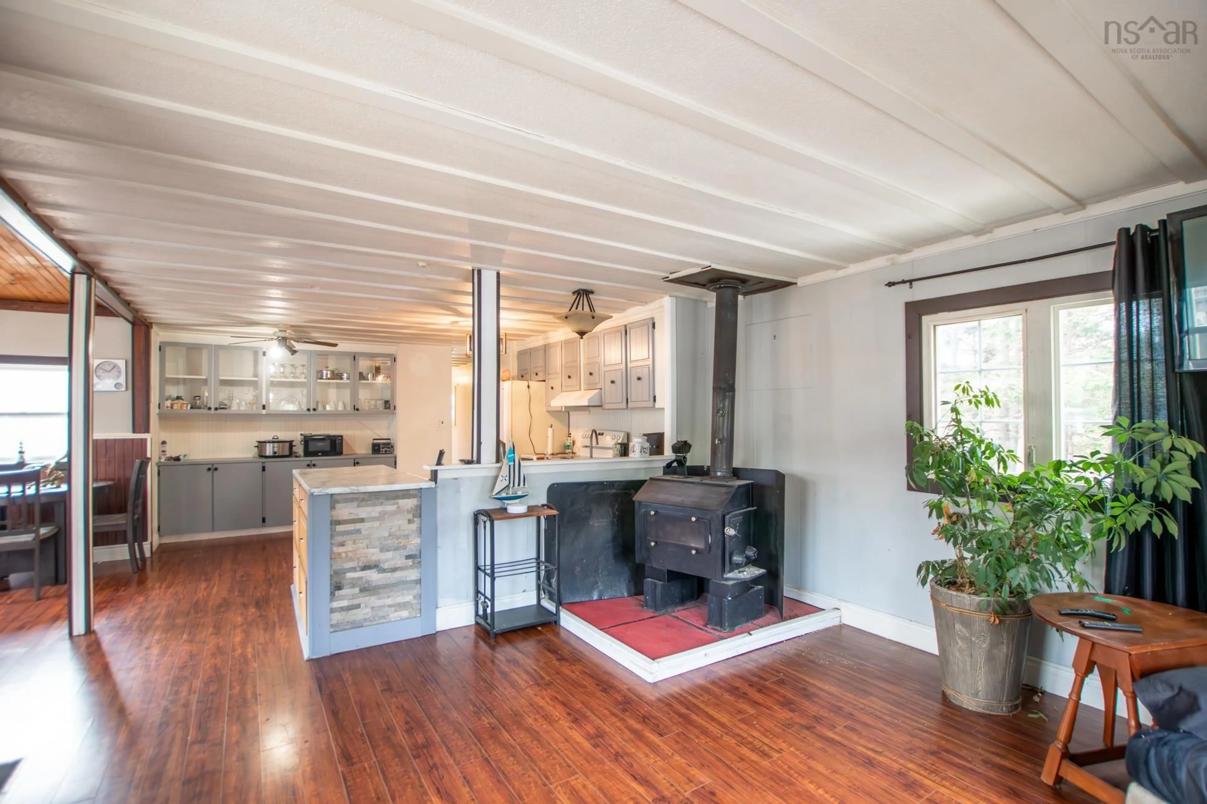 Open concept kitchen, wood/laminate floor for 193 Ostrea Lake Rd, Ostrea Lake Nova Scotia B0J 2L0