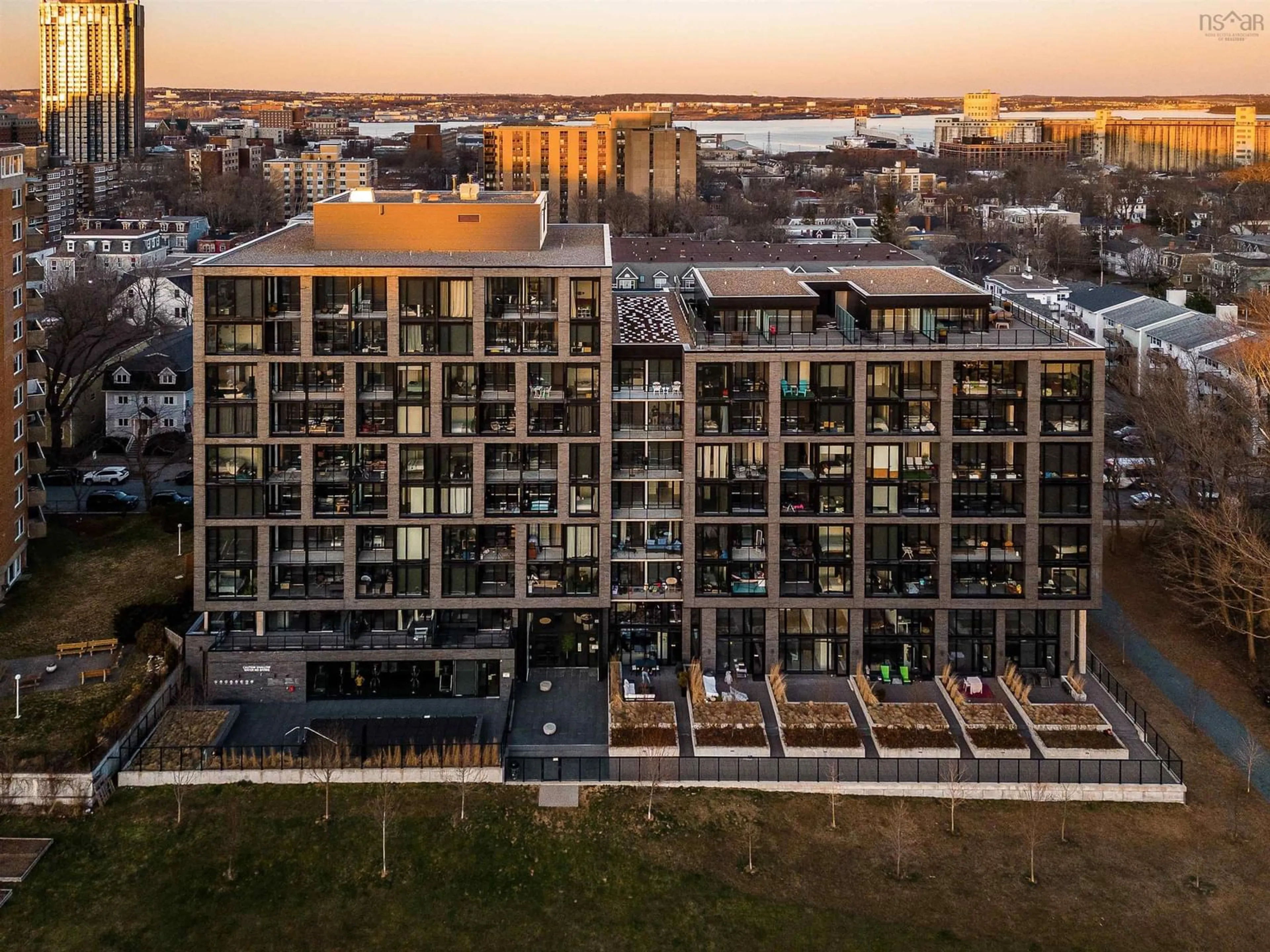 A pic from outside/outdoor area/front of a property/back of a property/a pic from drone, city buildings view from balcony for 1048 Wellington St #503, Halifax Nova Scotia B3H 0C2