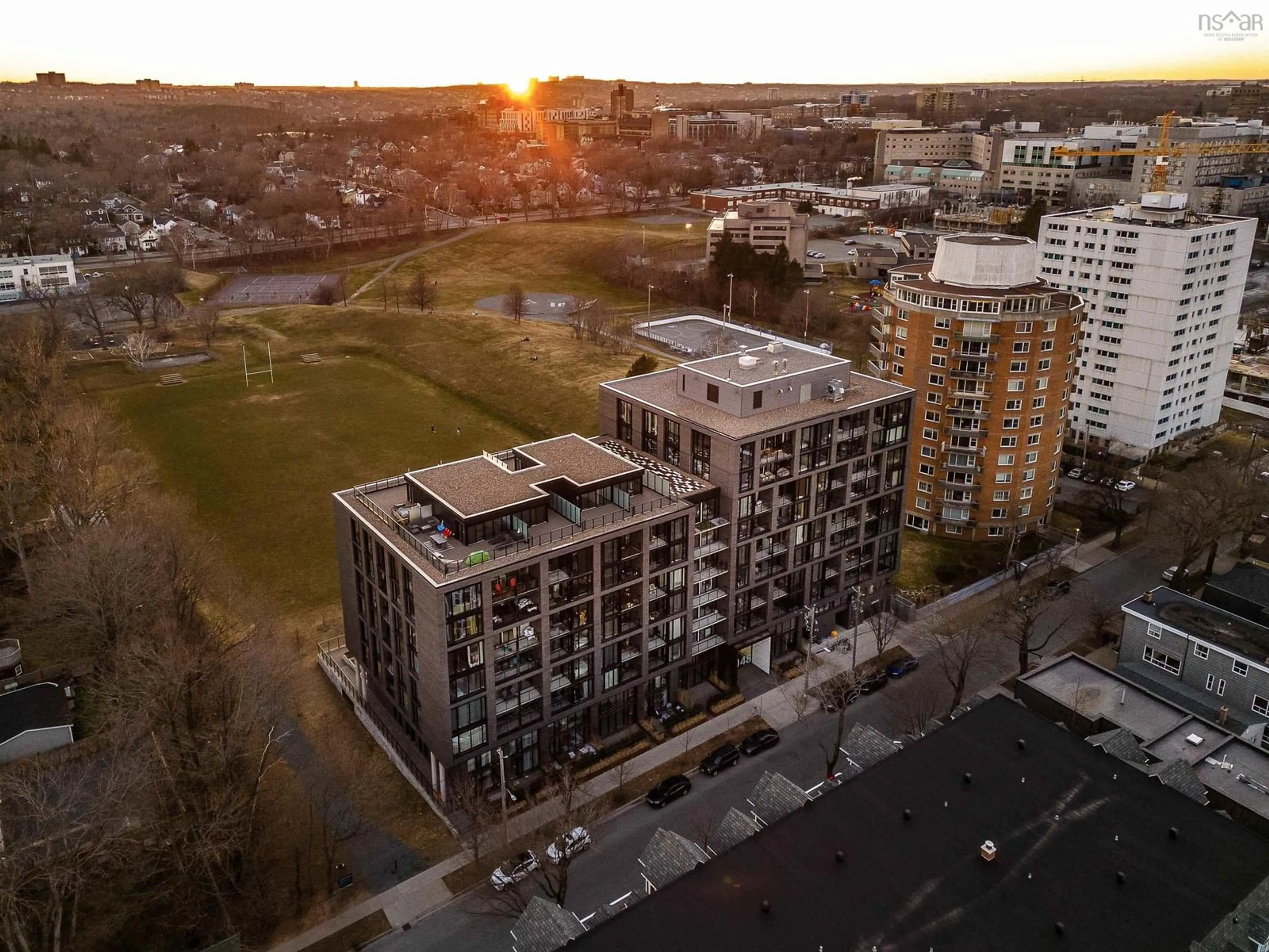 A pic from outside/outdoor area/front of a property/back of a property/a pic from drone, city buildings view from balcony for 1048 Wellington St #503, Halifax Nova Scotia B3H 0C2