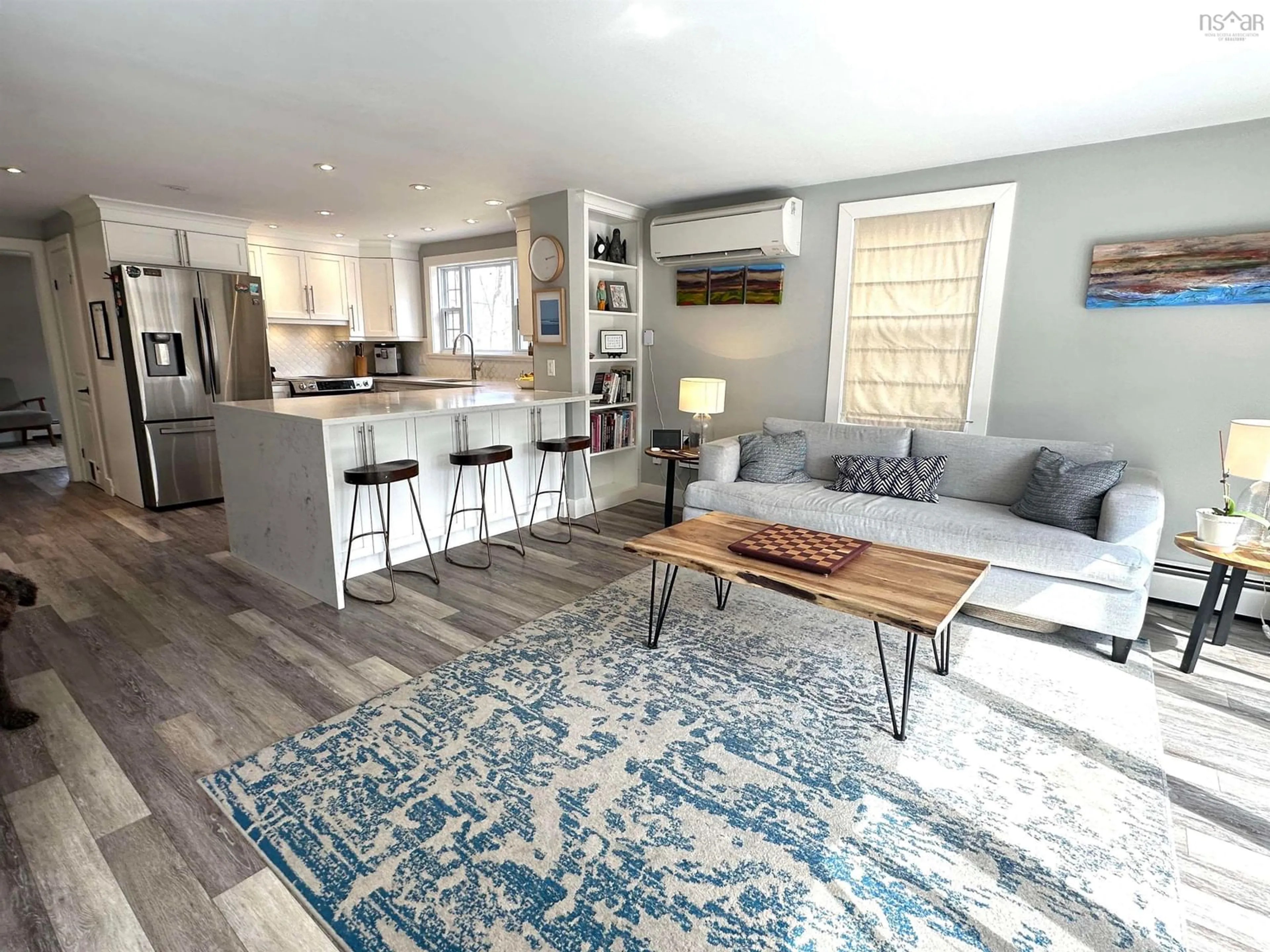 Open concept kitchen, wood/laminate floor for 55 Waterloo St, Liverpool Nova Scotia B0T 1K0