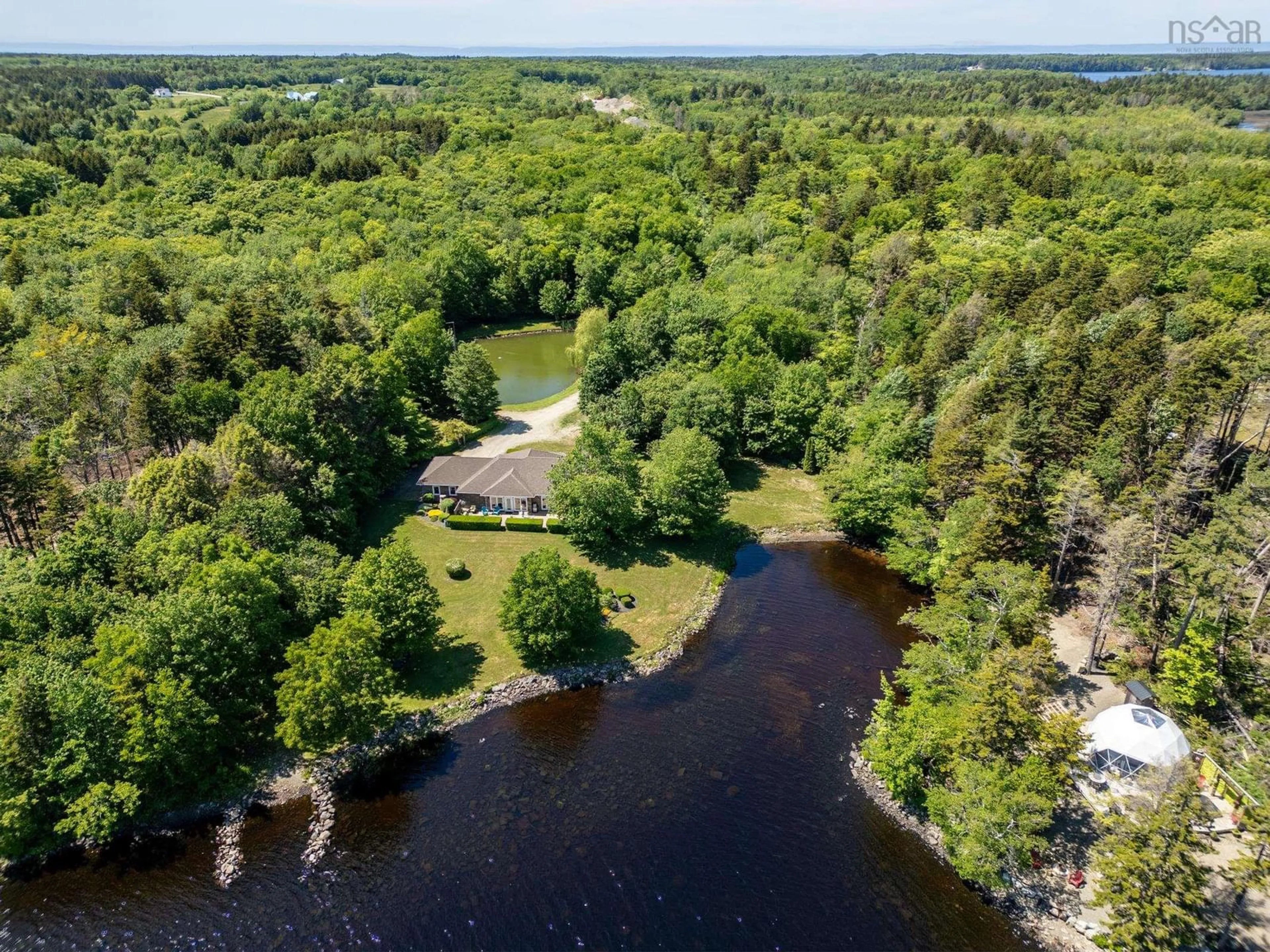 A pic from outside/outdoor area/front of a property/back of a property/a pic from drone, water/lake/river/ocean view for 4400 Second Division Road, Concession Nova Scotia B0W 1M0
