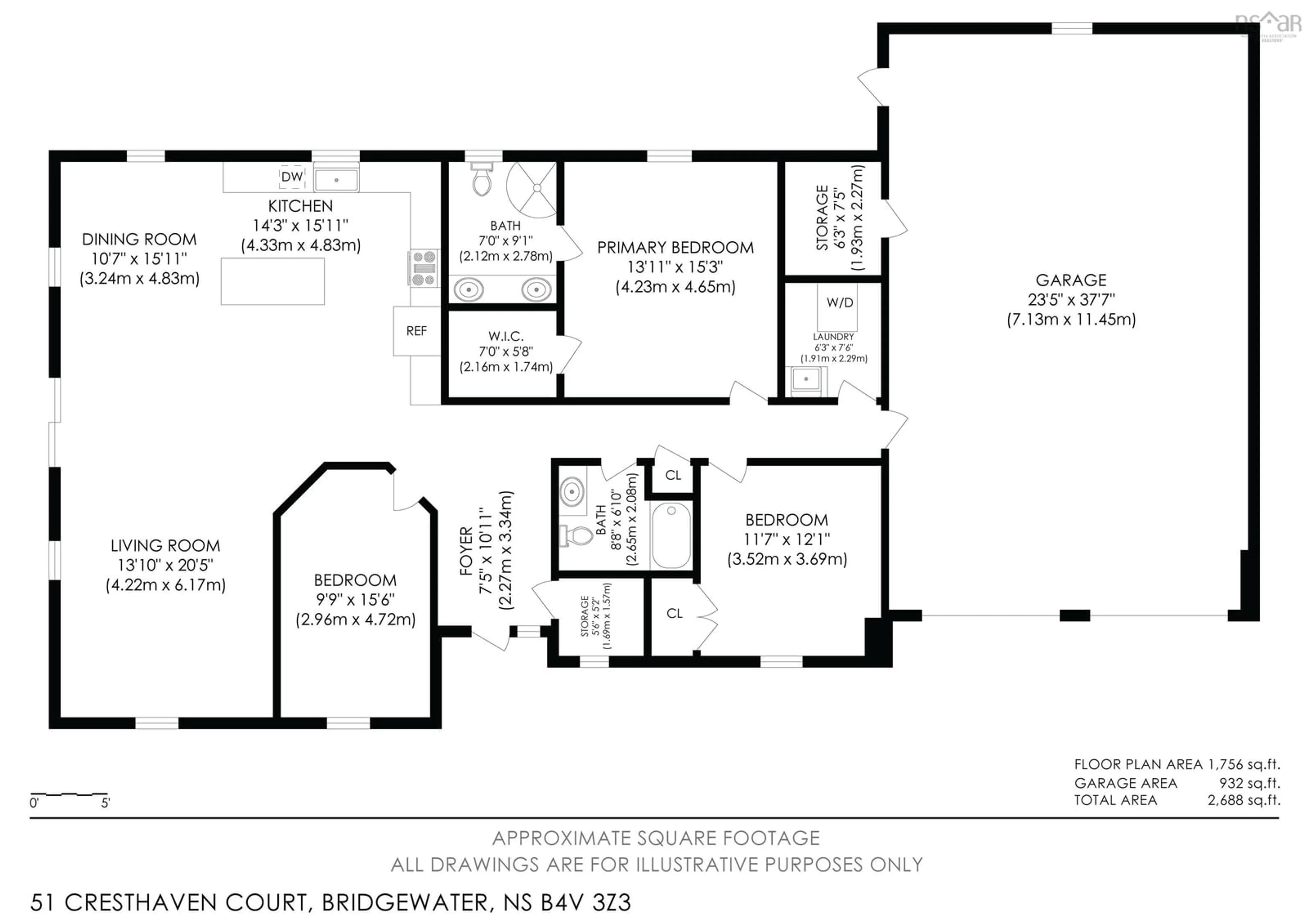 Floor plan for 51 Cresthaven Crt, Bridgewater Nova Scotia B4V 3Z3
