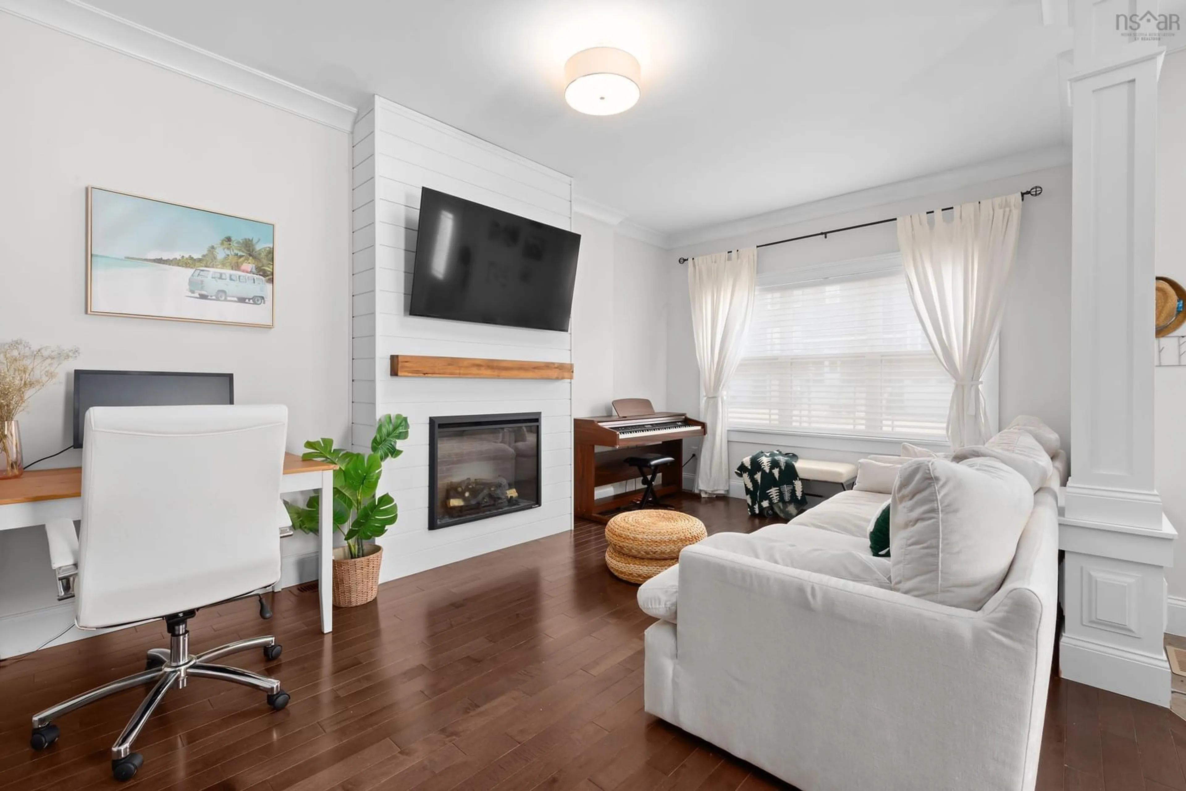 Living room with furniture, wood/laminate floor for 135 Maple Grove Ave, Timberlea Nova Scotia B3T 0C9