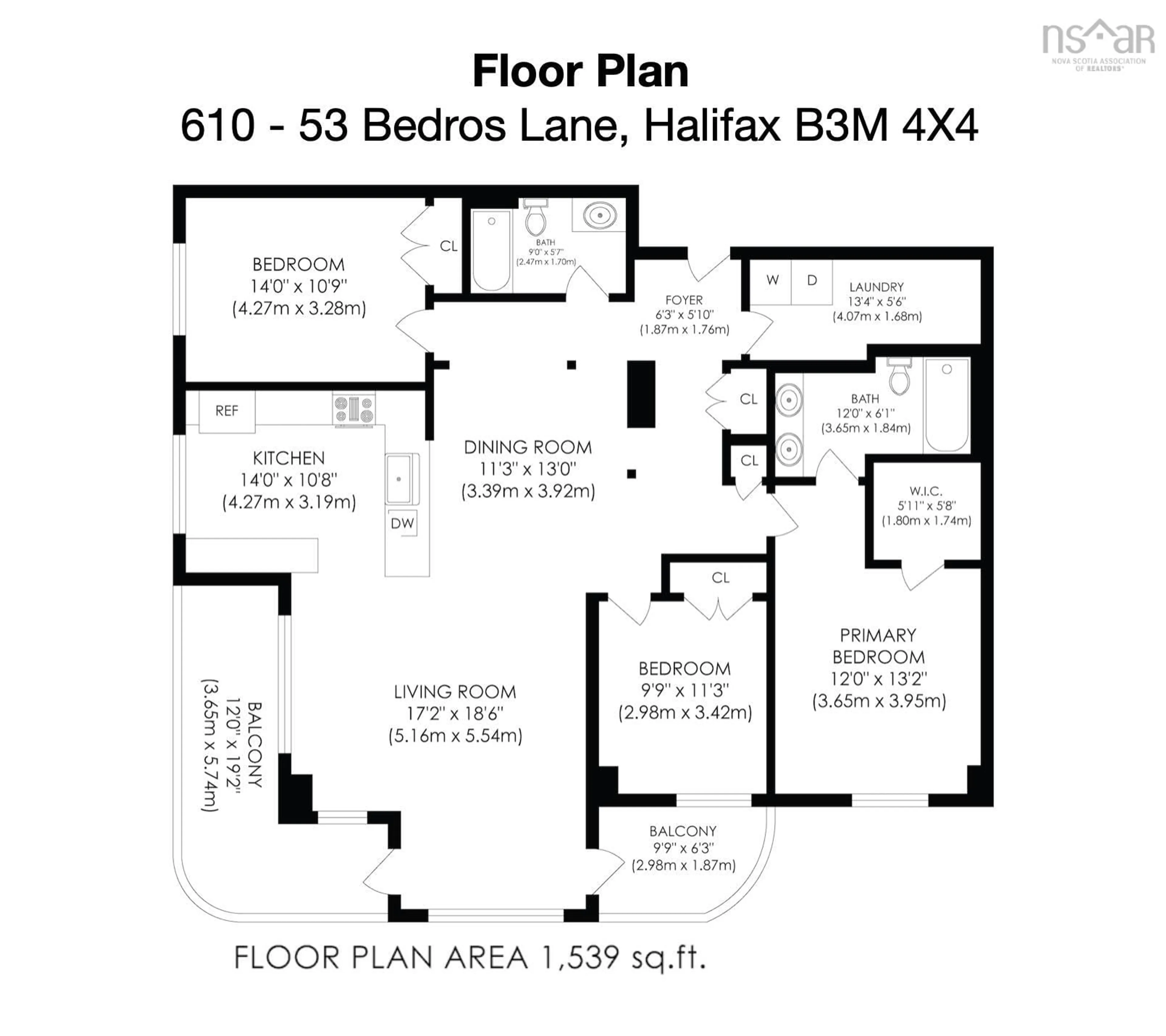 Floor plan for 53 Bedros Lane #610, Bedford Nova Scotia B3M 4X4
