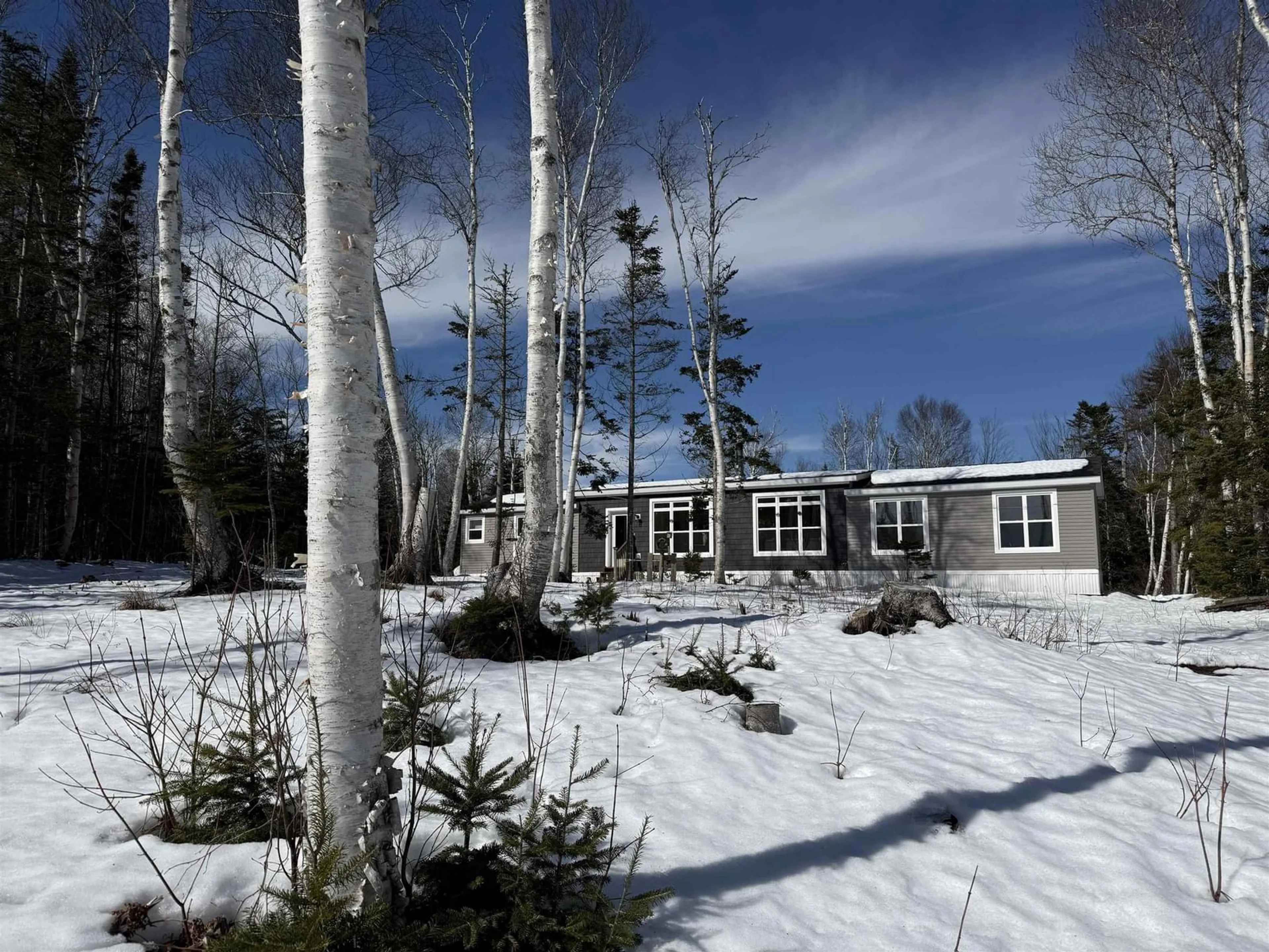 Patio, forest/trees view for 58 Golden Shore Lane, West Bay Marshes Nova Scotia B0E 3K0