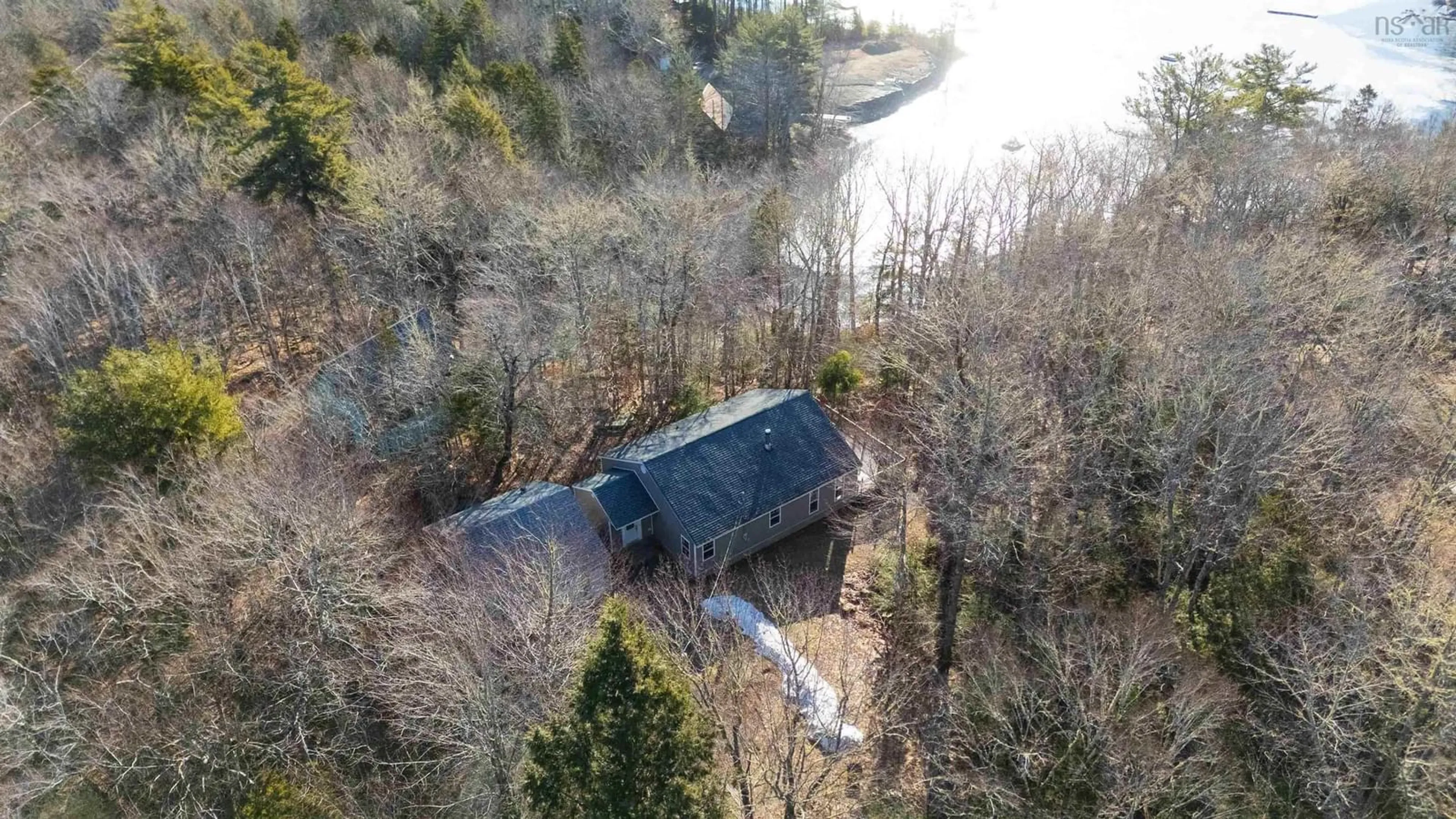 A pic from outside/outdoor area/front of a property/back of a property/a pic from drone, water/lake/river/ocean view for 818 Narrows Rd, Labelle Nova Scotia B4V 8V1