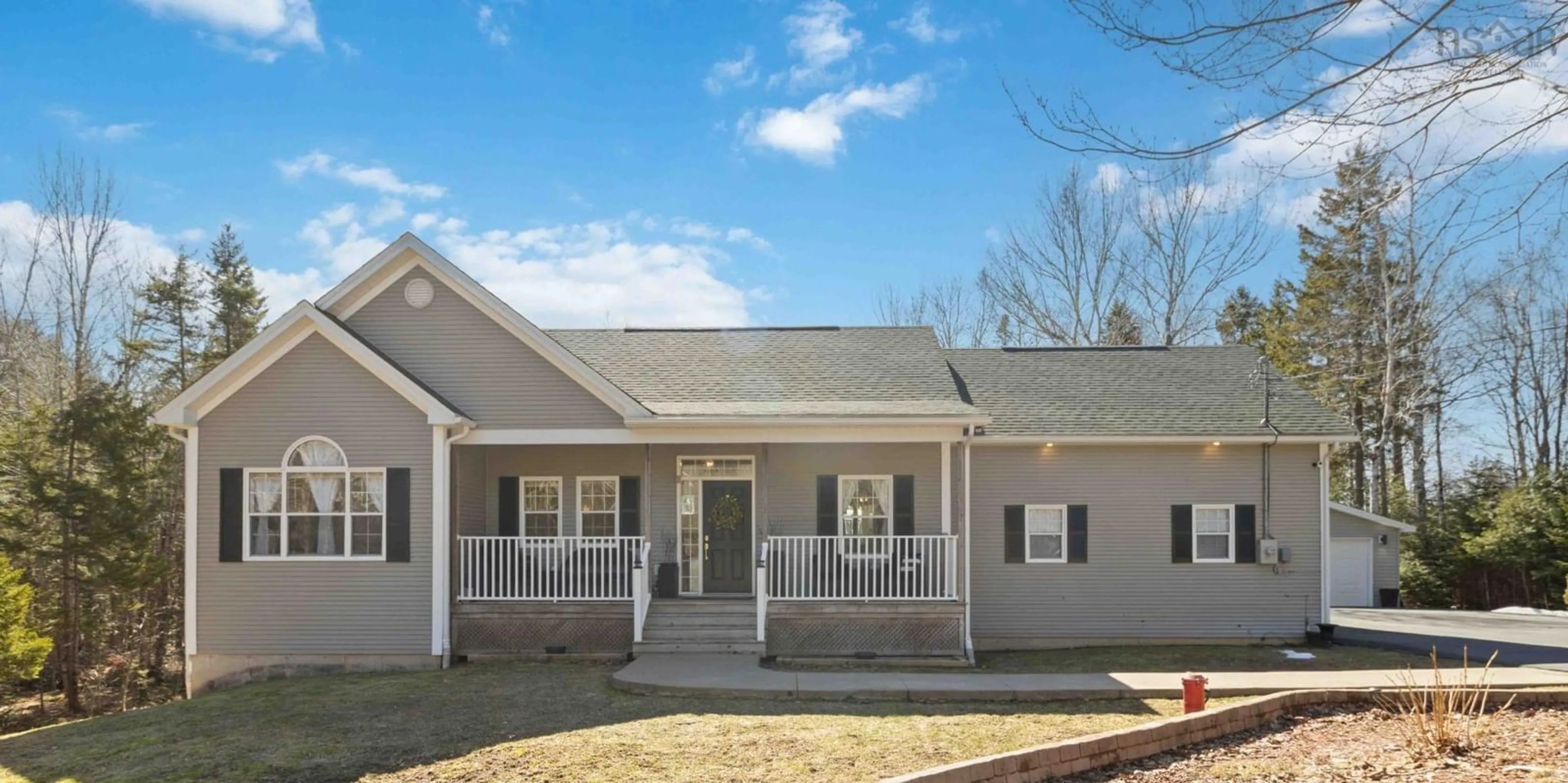 Home with vinyl exterior material, street for 19 Hartland Dr, Grand Lake Nova Scotia B2T 1B5