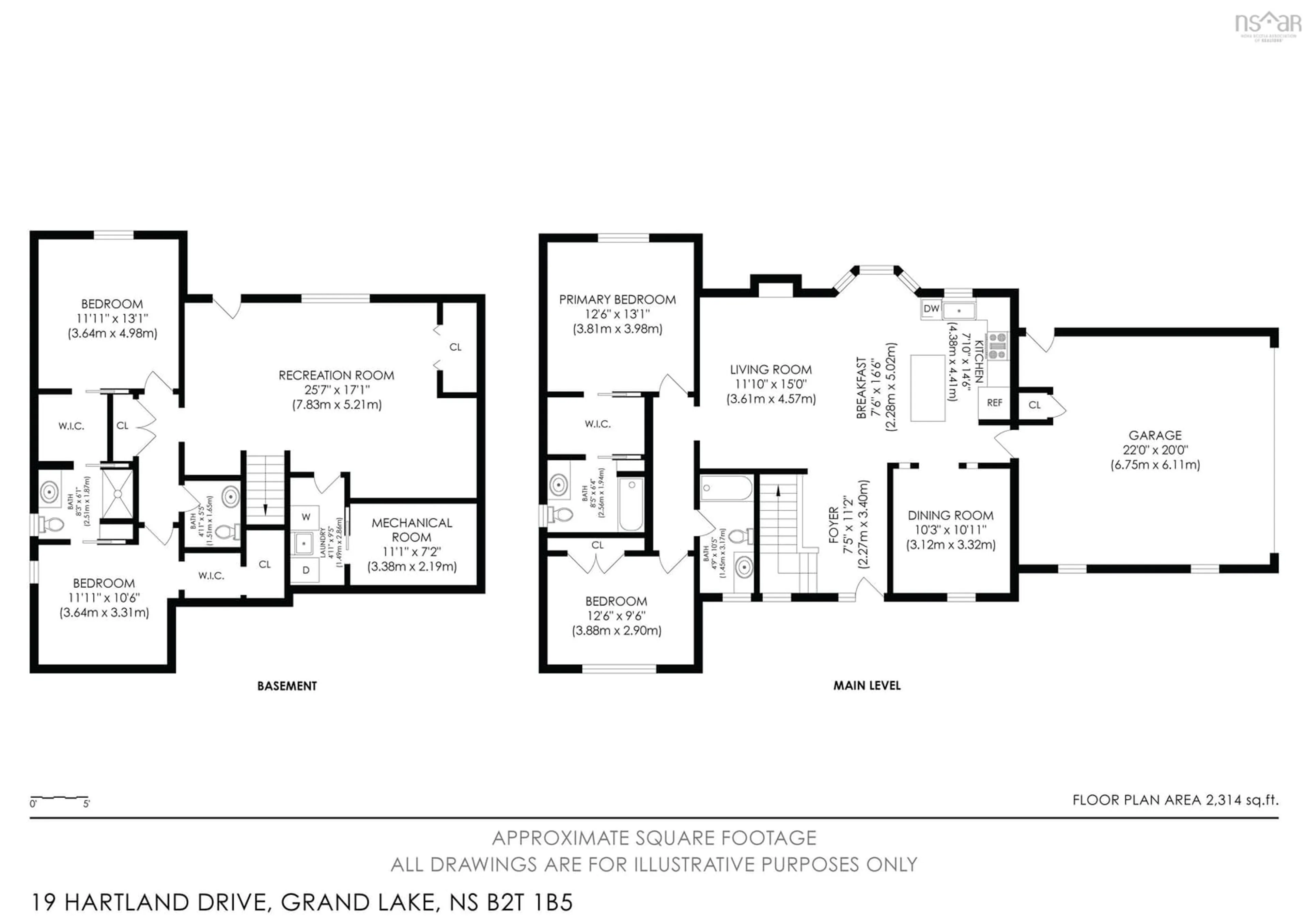 Floor plan for 19 Hartland Dr, Grand Lake Nova Scotia B2T 1B5