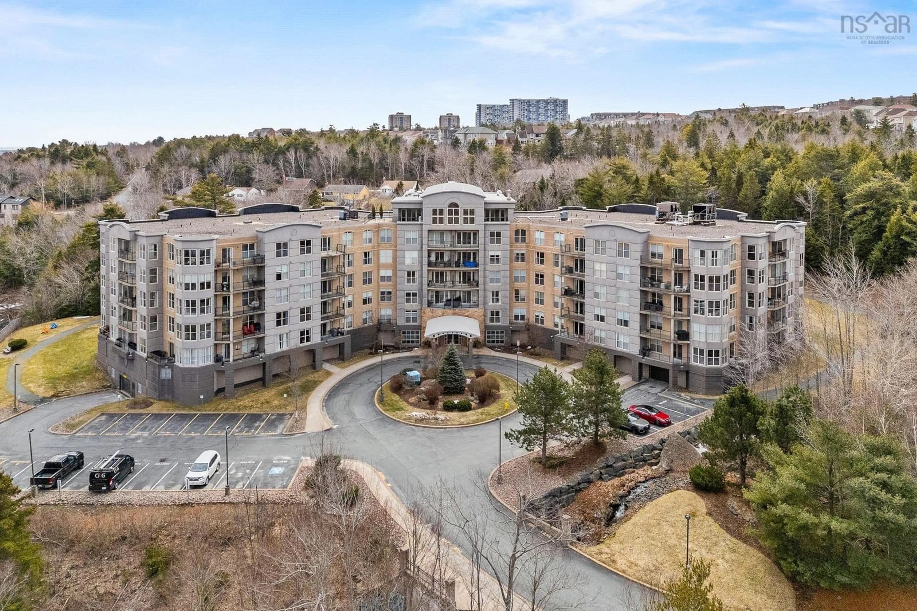 A pic from outside/outdoor area/front of a property/back of a property/a pic from drone, city buildings view from balcony for 36 Southgate Dr #407, Bedford Nova Scotia B4A 4M4