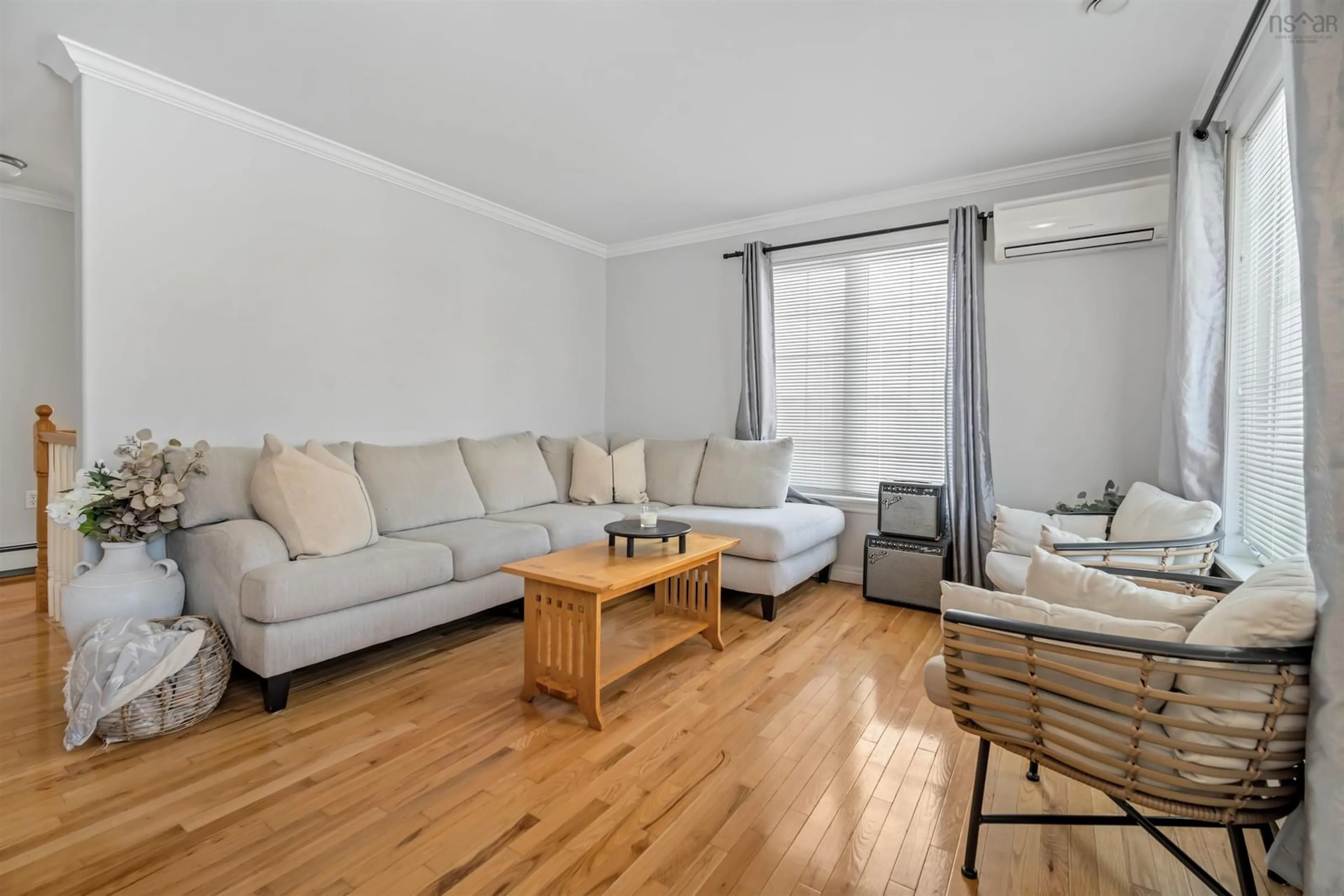 Living room with furniture, wood/laminate floor for 28 Feller Crt, Middle Sackville Nova Scotia B4E 3M4