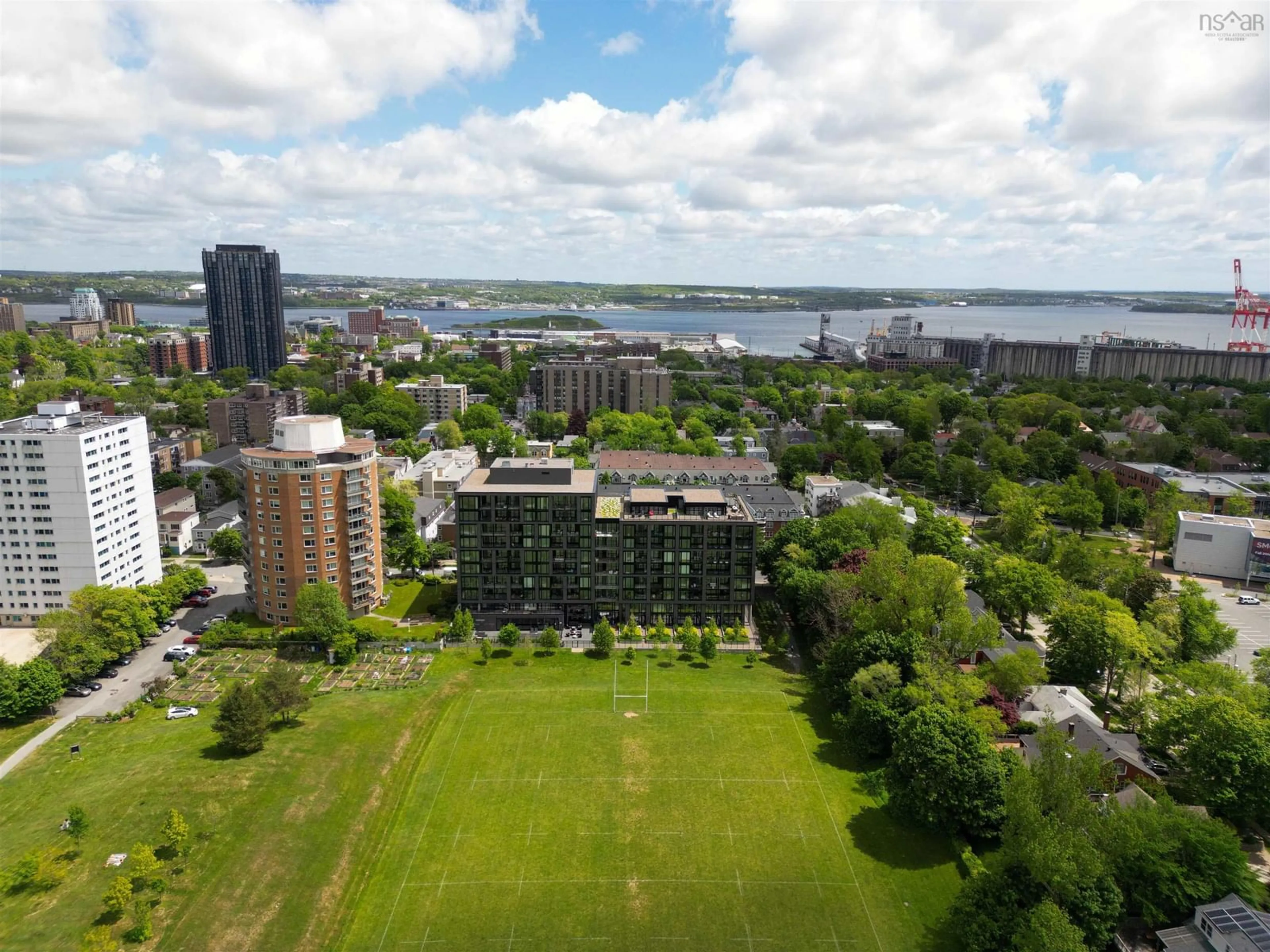 A pic from outside/outdoor area/front of a property/back of a property/a pic from drone, city buildings view from balcony for 1048 Wellington St #406, Halifax Nova Scotia B3H 0C2