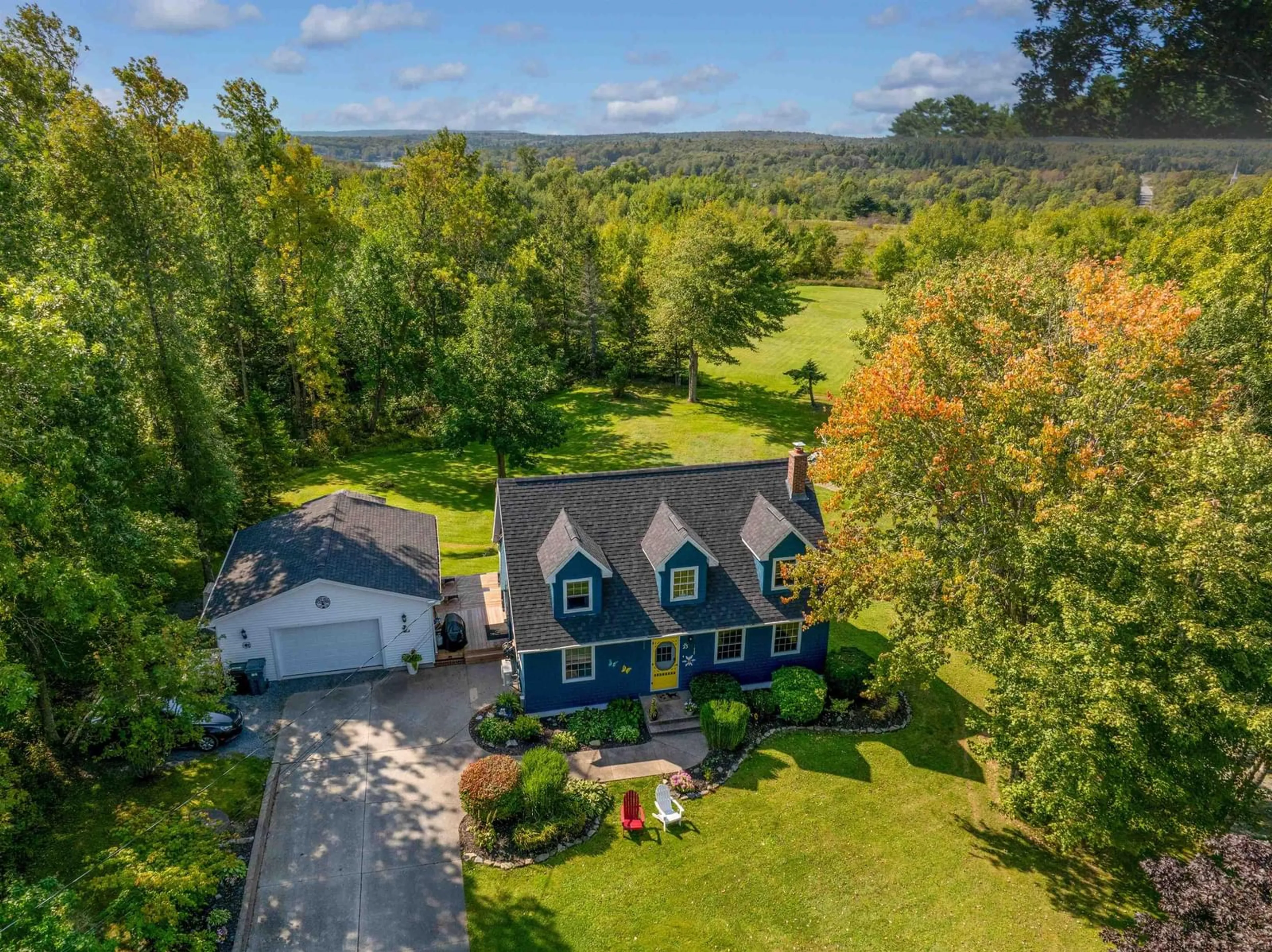 A pic from outside/outdoor area/front of a property/back of a property/a pic from drone, water/lake/river/ocean view for 23 Pinewood Dr, Lakelands Nova Scotia B0N 1Z0