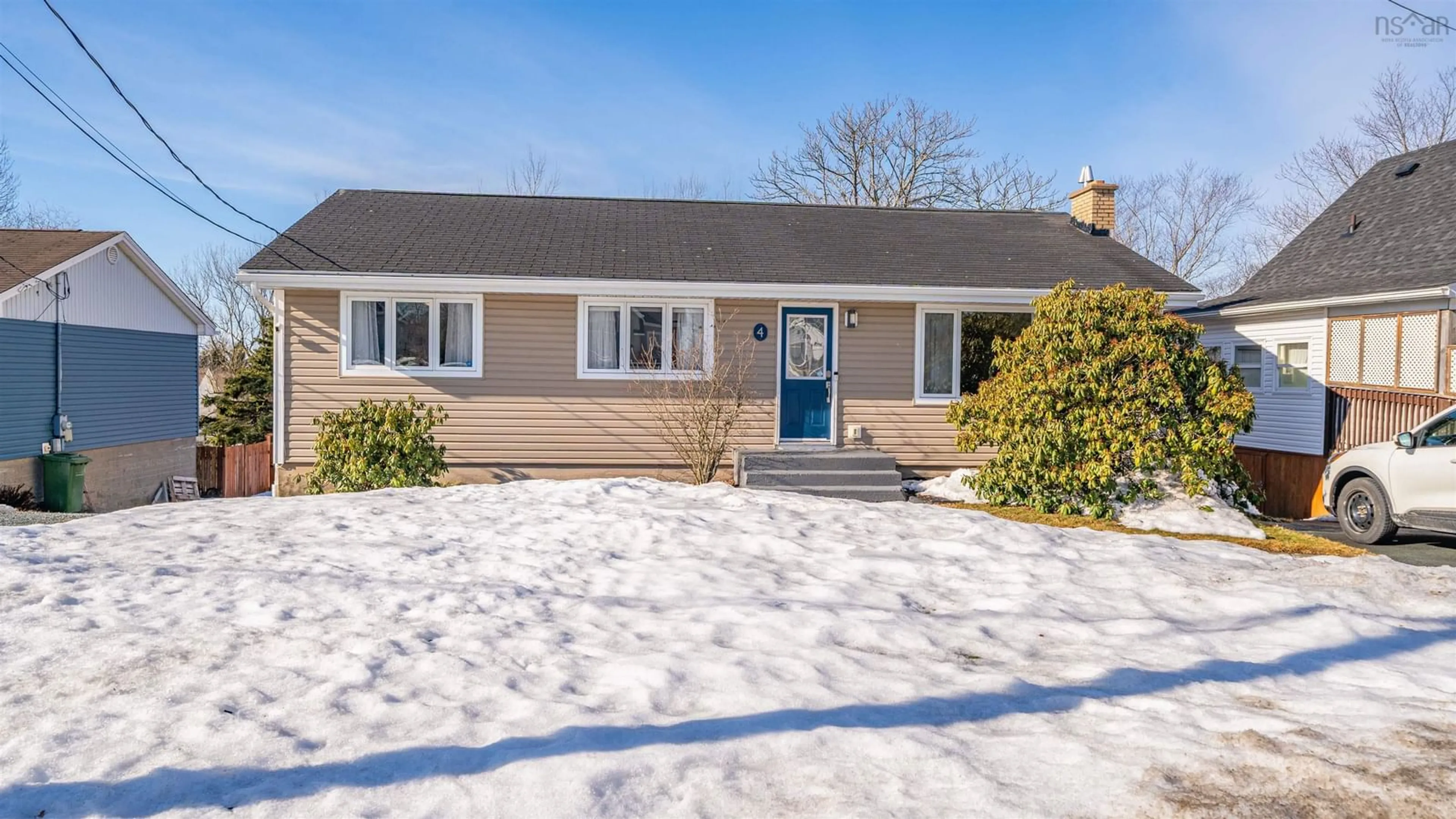 Home with vinyl exterior material, street for 4 Chestnut Lane, Dartmouth Nova Scotia B2Y 3X2