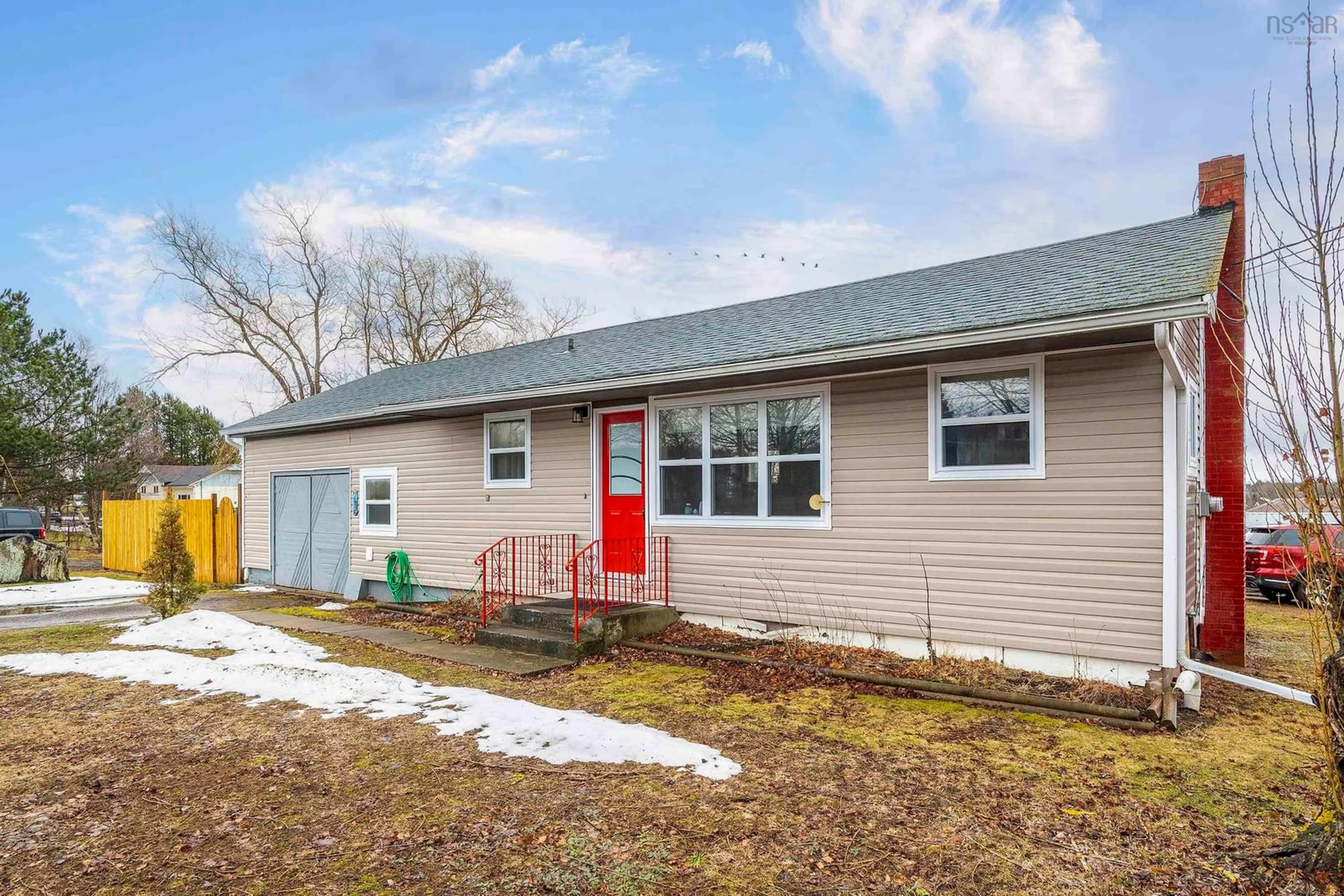Home with vinyl exterior material, street for 10014 221 Hwy, Habitant Nova Scotia B0P 1H0