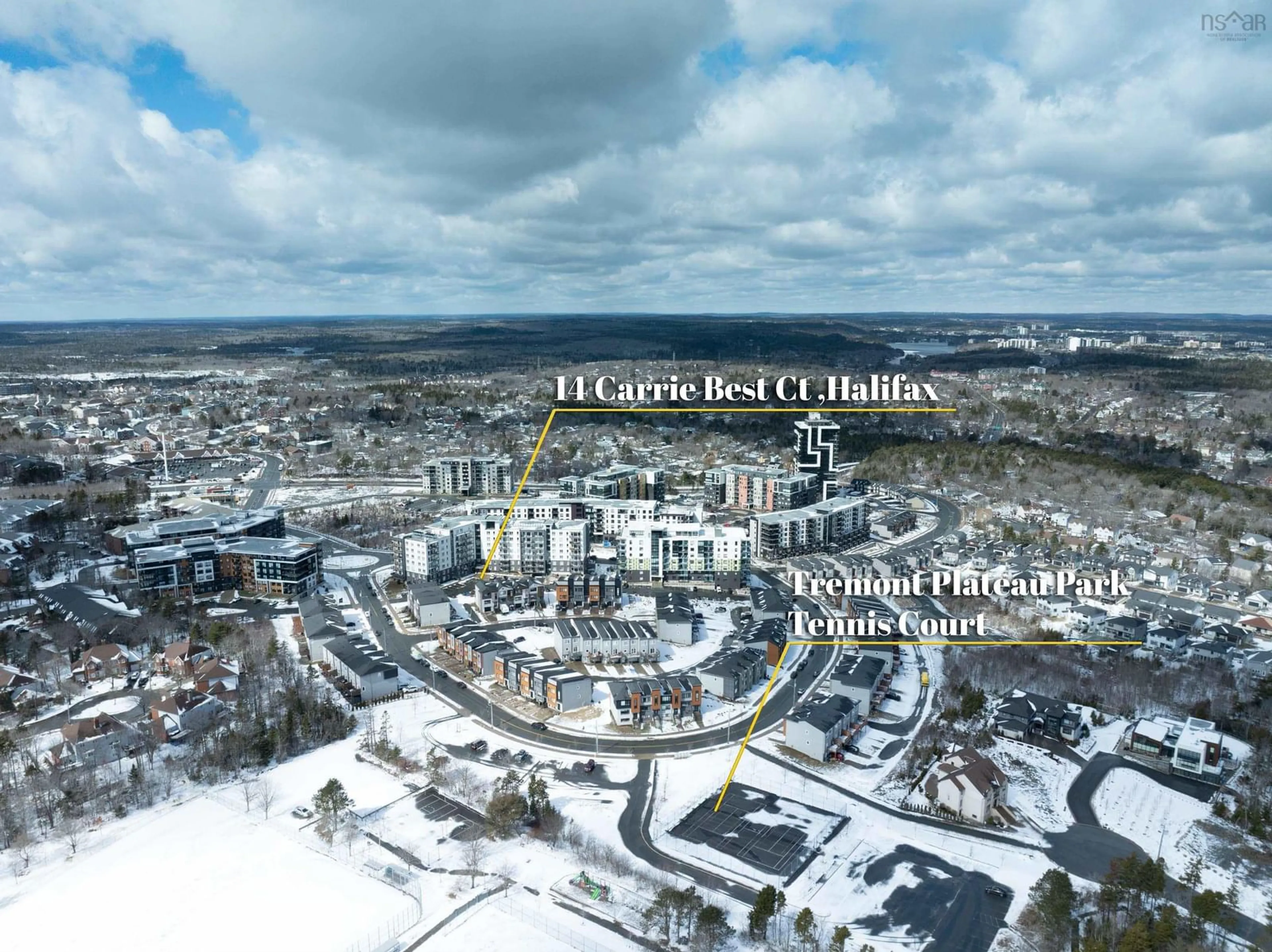 A pic from outside/outdoor area/front of a property/back of a property/a pic from drone, unknown for 14 Carrie Best Crt, Halifax Nova Scotia B3M 0K7