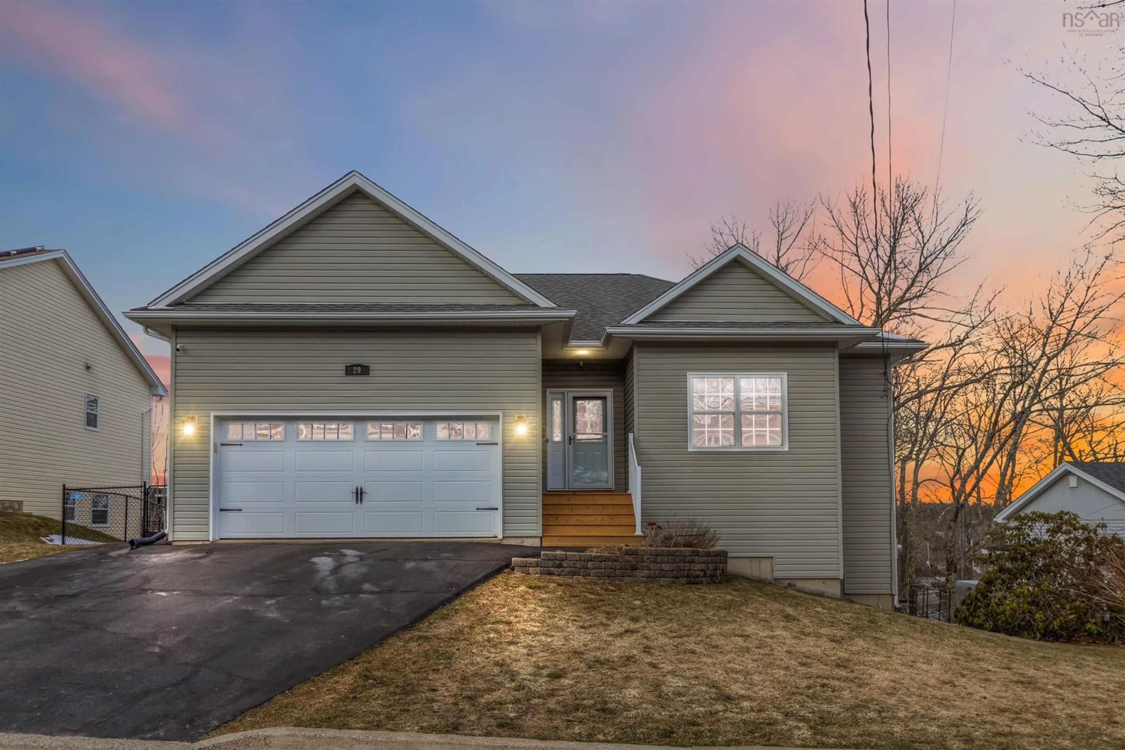 Home with vinyl exterior material, street for 29 Baker Dr, Middle Sackville Nova Scotia B4E 1V2