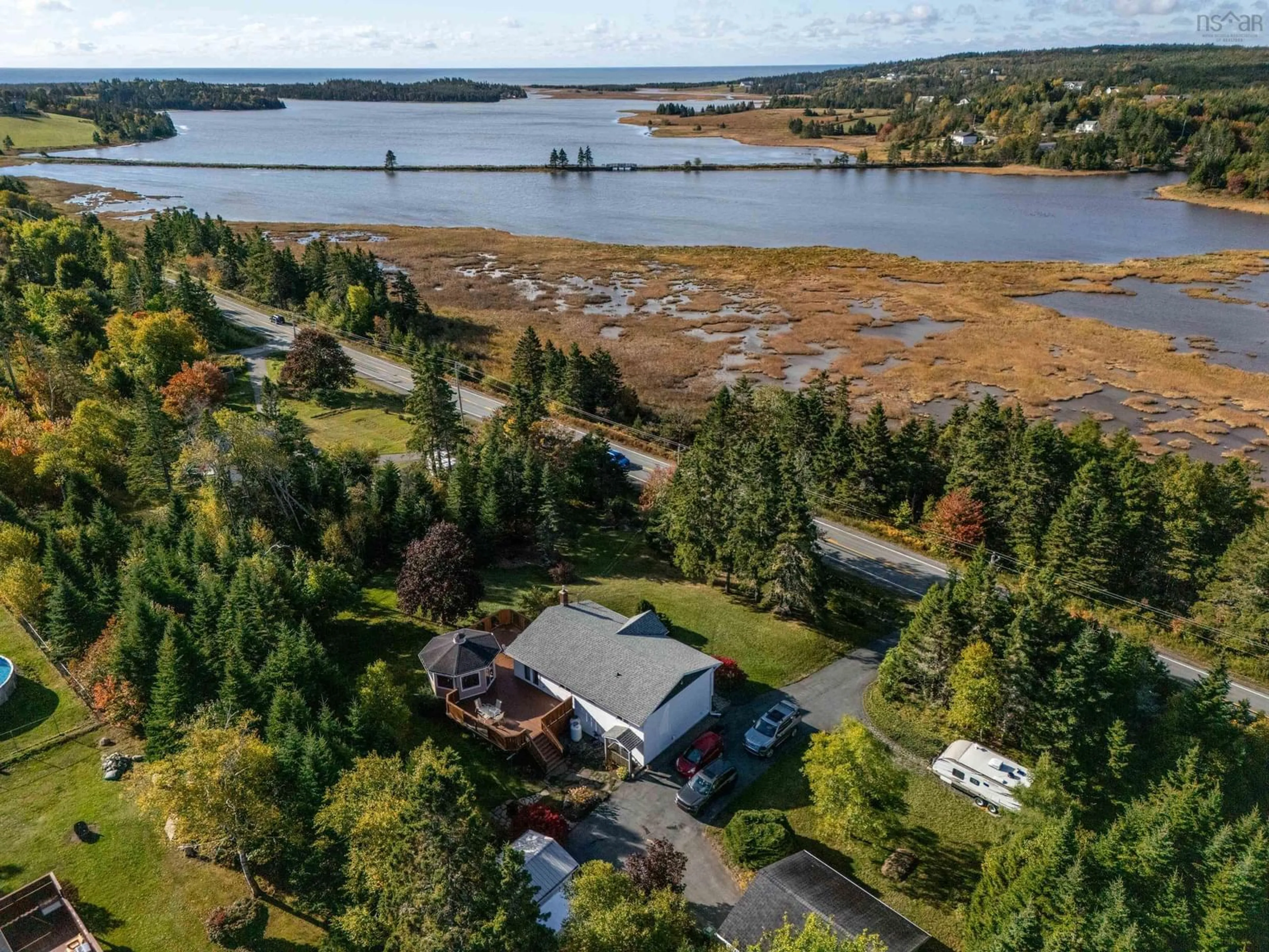 A pic from outside/outdoor area/front of a property/back of a property/a pic from drone, water/lake/river/ocean view for 3485 Lawrencetown Rd, Lawrencetown Nova Scotia B2Z 1R2