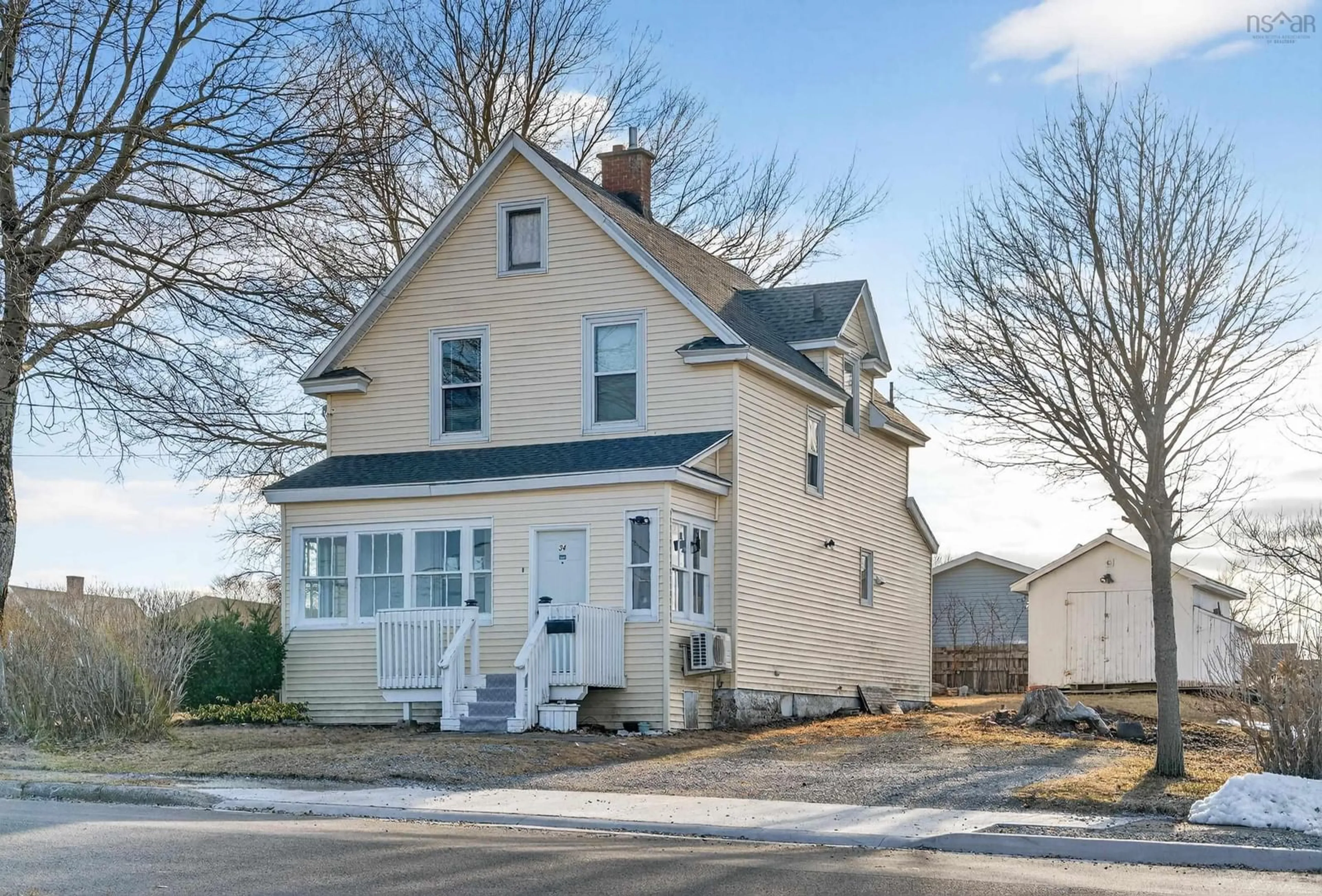 Home with vinyl exterior material, street for 34 Gorman Street, Sydney Nova Scotia B1P 2Y1