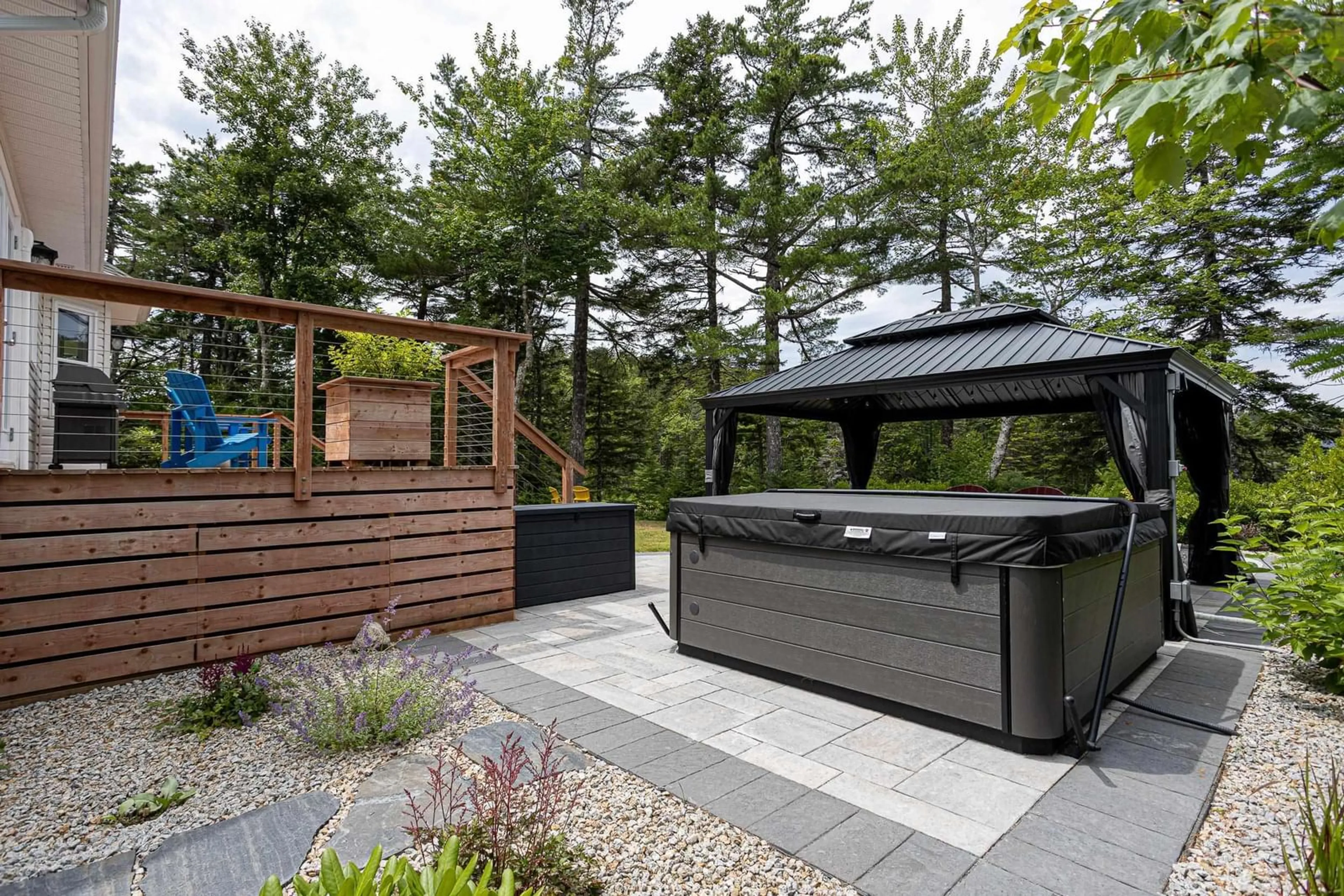 Patio, forest/trees view for 18 Stonehenge Lane, Upper Tantallon Nova Scotia B3Z 4J6