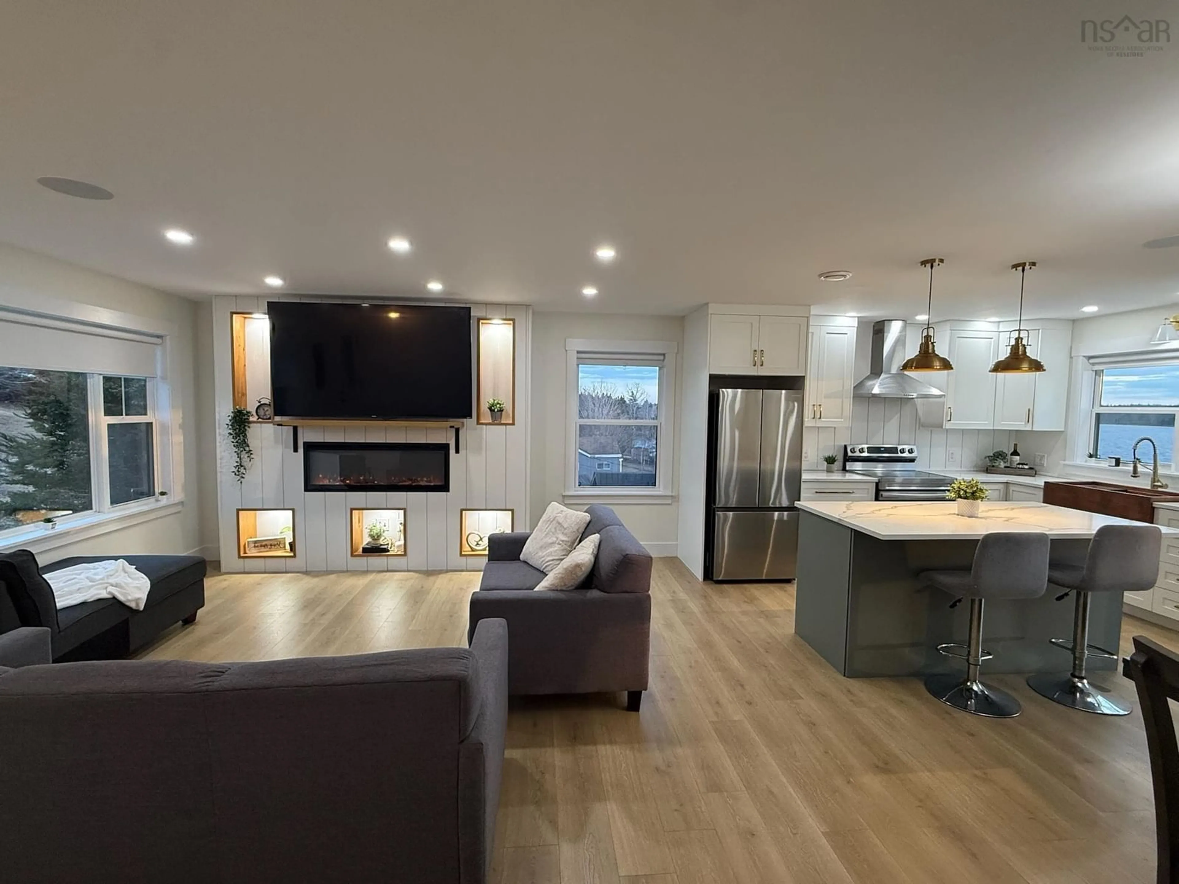 Open concept kitchen, wood/laminate floor for 123 Candy Mountain Rd, Mineville Nova Scotia B2Z 1K4