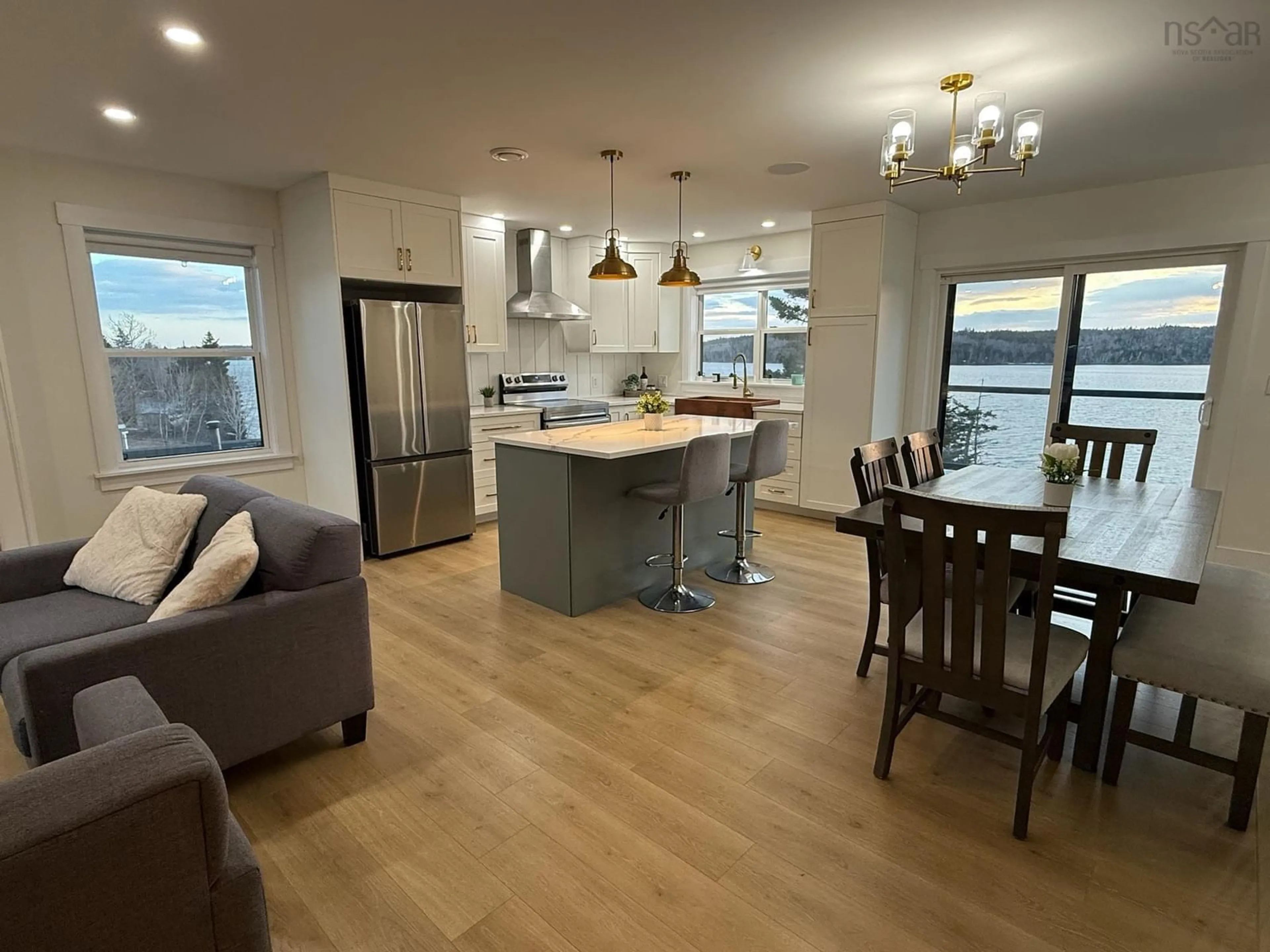 Open concept kitchen, wood/laminate floor for 123 Candy Mountain Rd, Mineville Nova Scotia B2Z 1K4