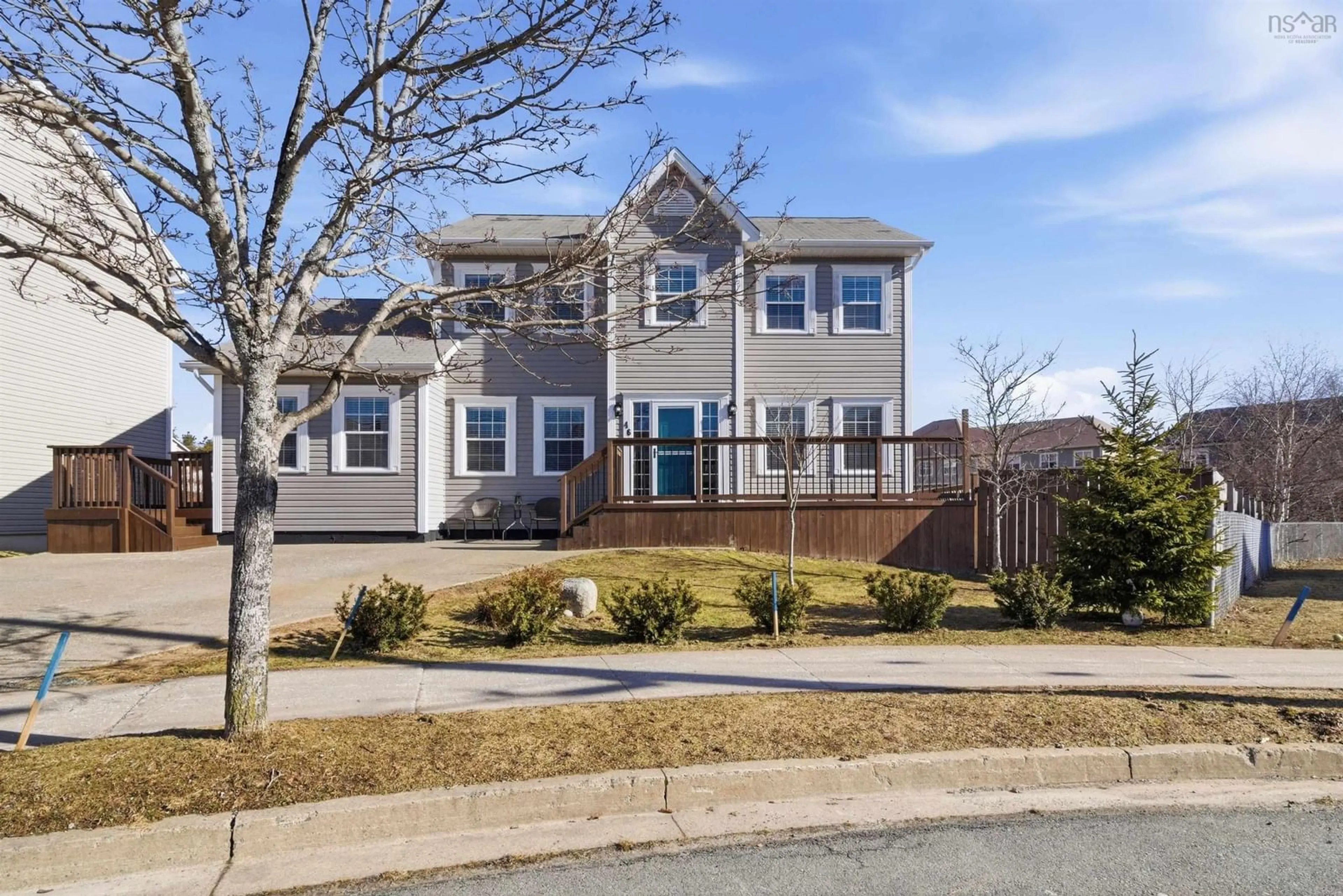 Home with vinyl exterior material, street for 46 Rockpoint Crt, Bedford Nova Scotia B4A 4M3