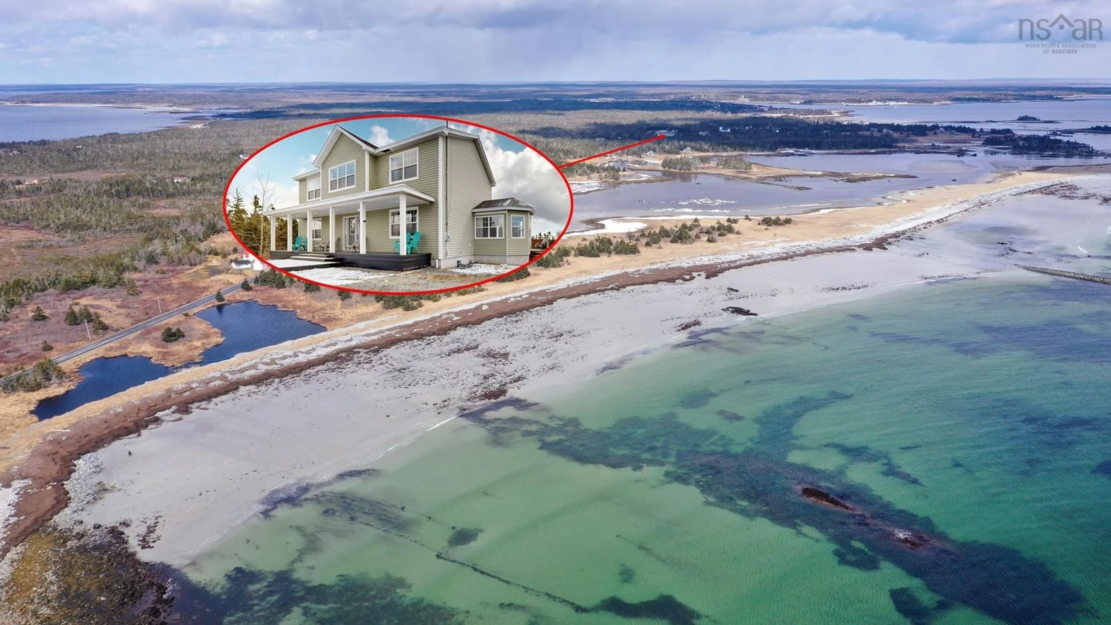 A pic from outside/outdoor area/front of a property/back of a property/a pic from drone, water/lake/river/ocean view for 3619 Port Latour Rd, Baccaro Nova Scotia B0W 1E0