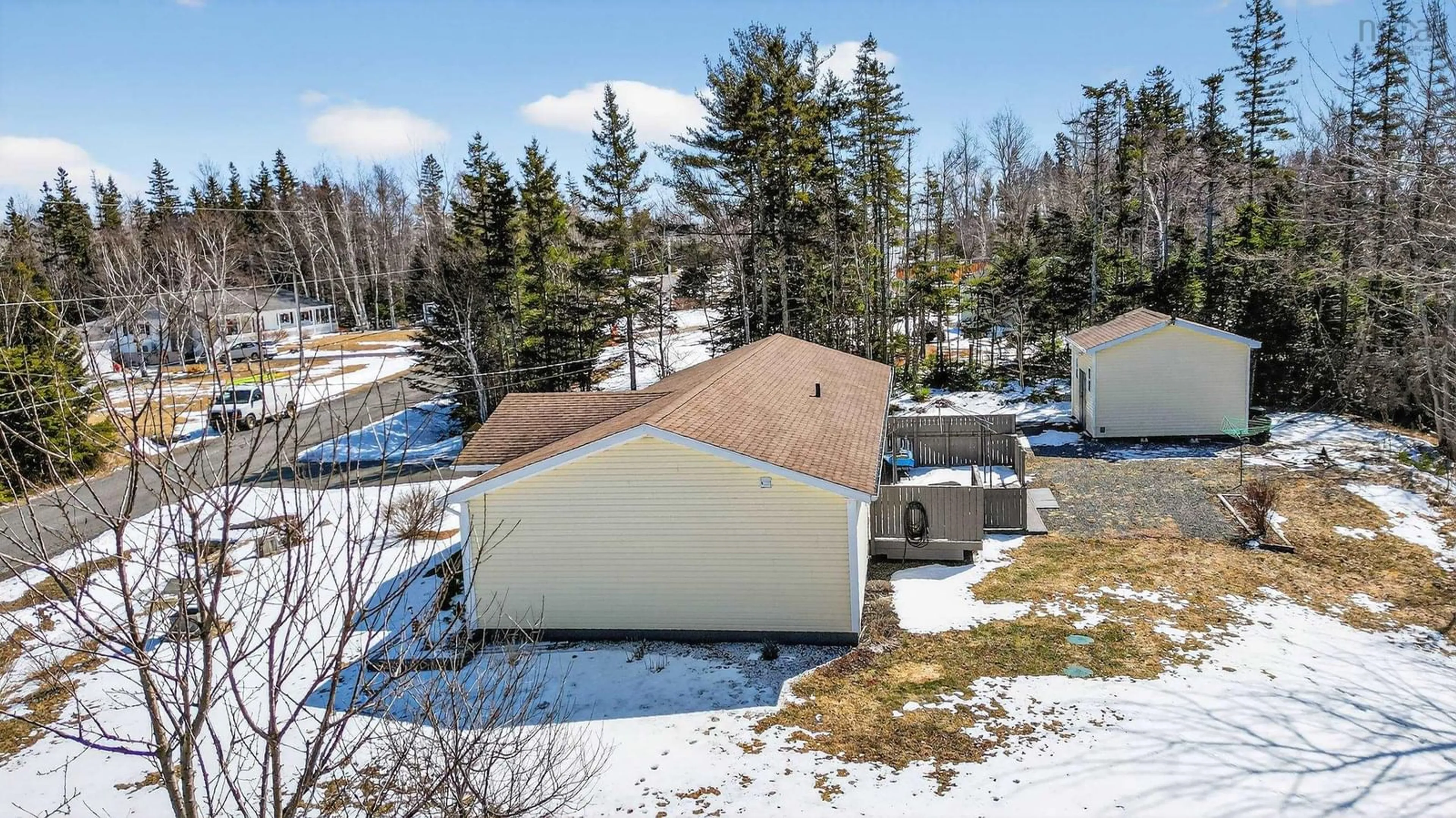 A pic from outside/outdoor area/front of a property/back of a property/a pic from drone, mountain view for 66 Schaller Dr, Sydney Forks Nova Scotia B1L 1A1