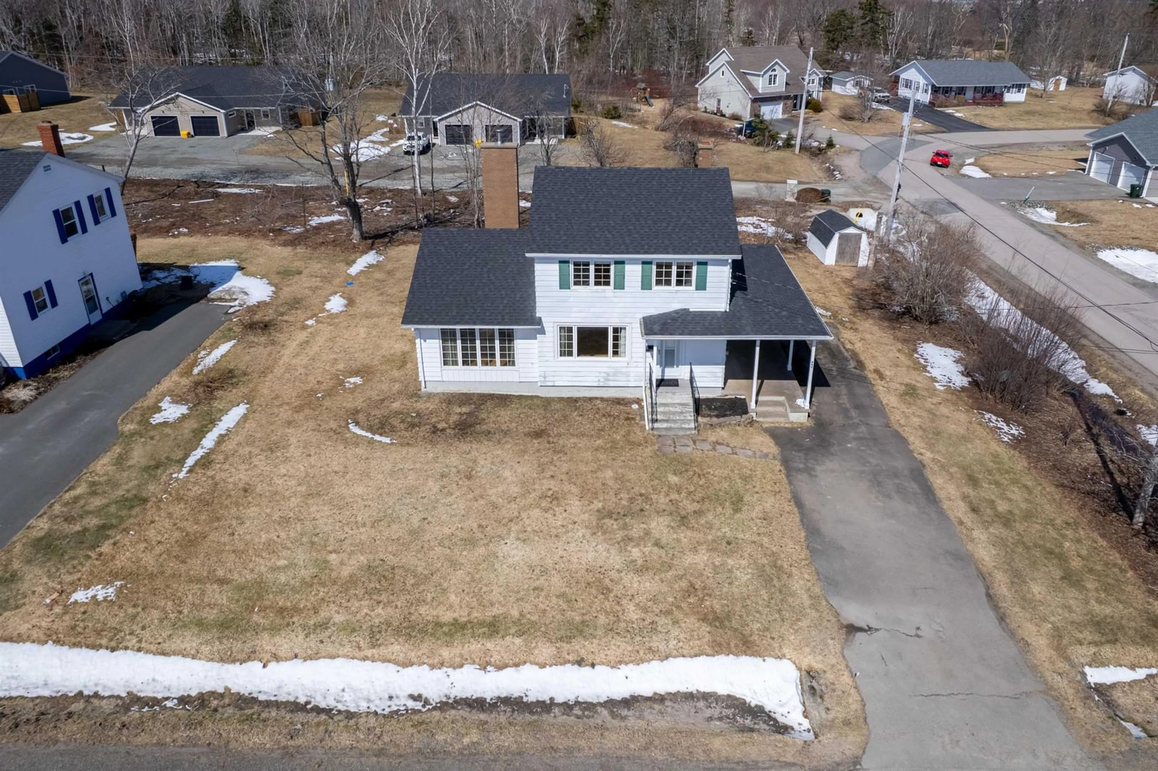 A pic from outside/outdoor area/front of a property/back of a property/a pic from drone, street for 992 Westmount Rd, Westmount Nova Scotia B1R 1C6