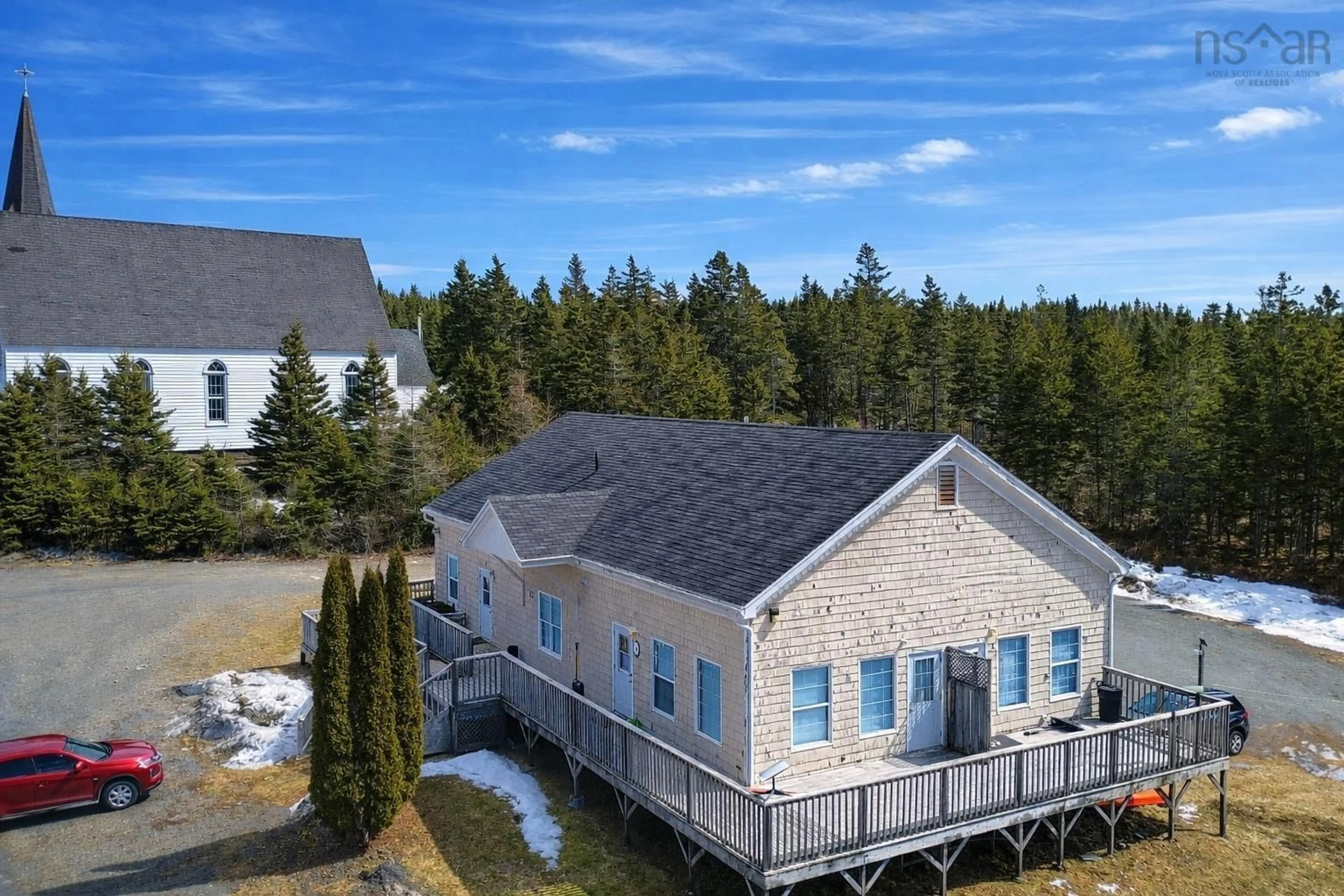 A pic from outside/outdoor area/front of a property/back of a property/a pic from drone, water/lake/river/ocean view for 1826 St Peters Fourchu Rd, Grand River, Grand River Nova Scotia B0E 1M0